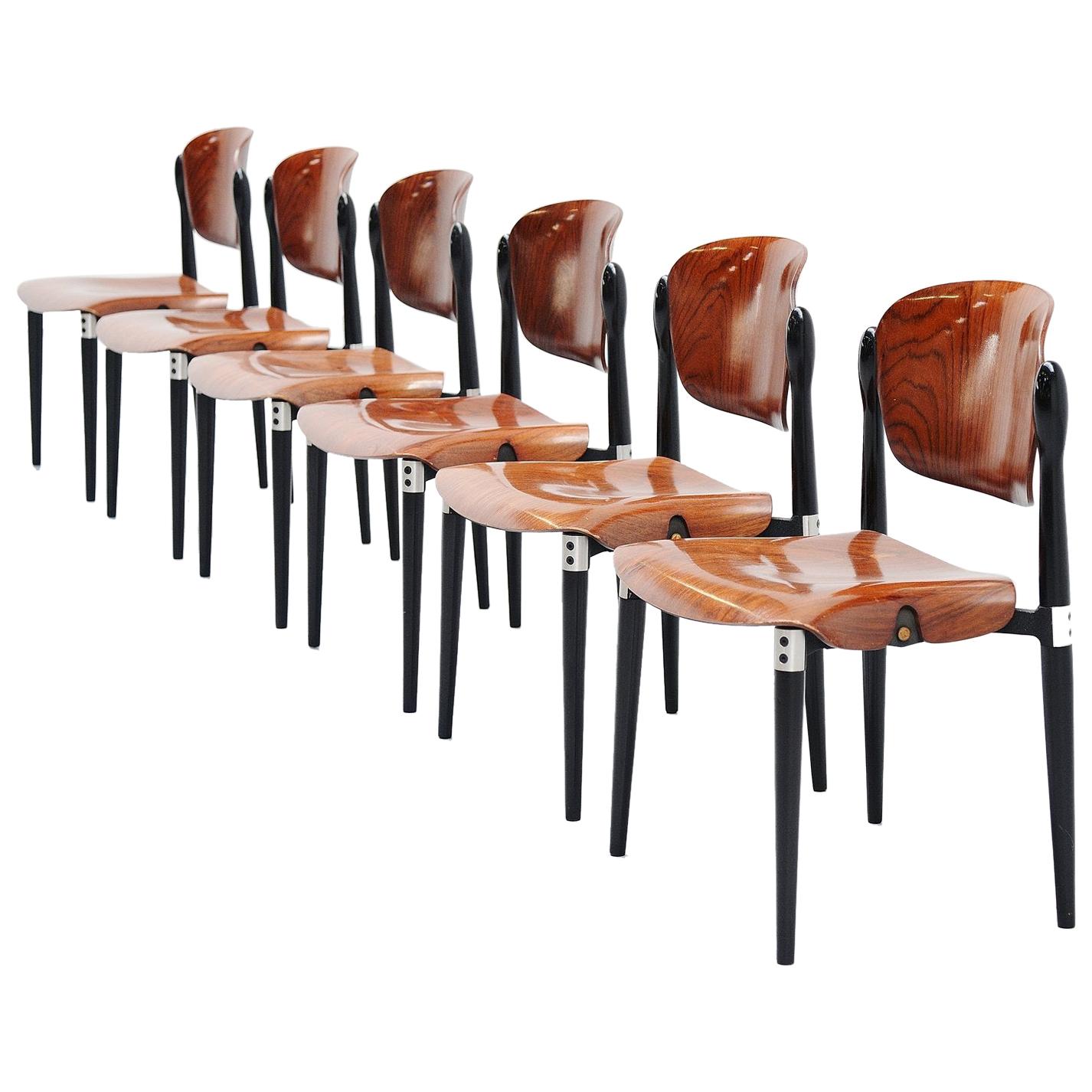 Eugenio Gerli Chairs S83 set of 6 Tecno, Italy, 1962