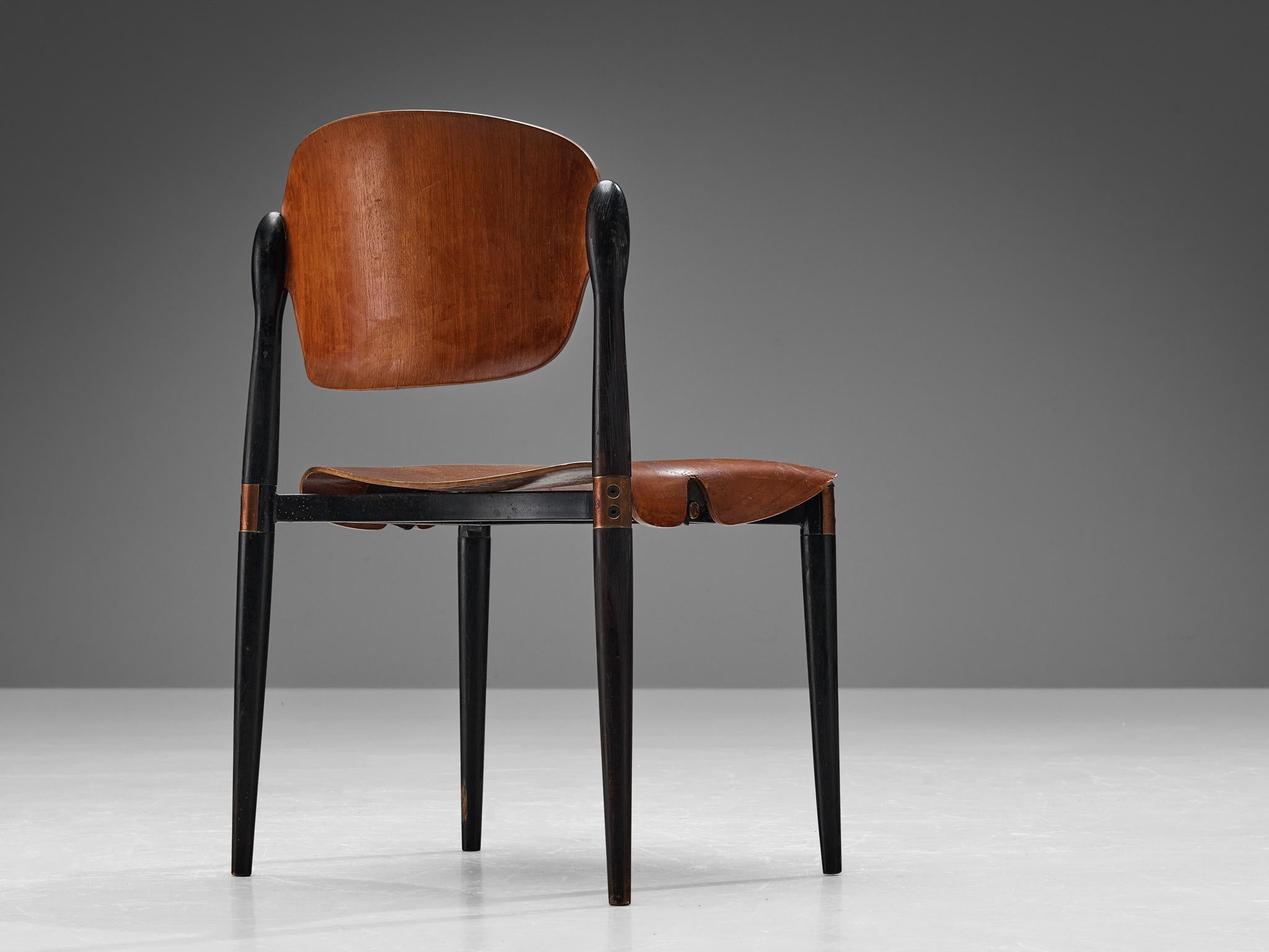 Italian Eugenio Gerli for Tecno Dining Chair in Teak  For Sale