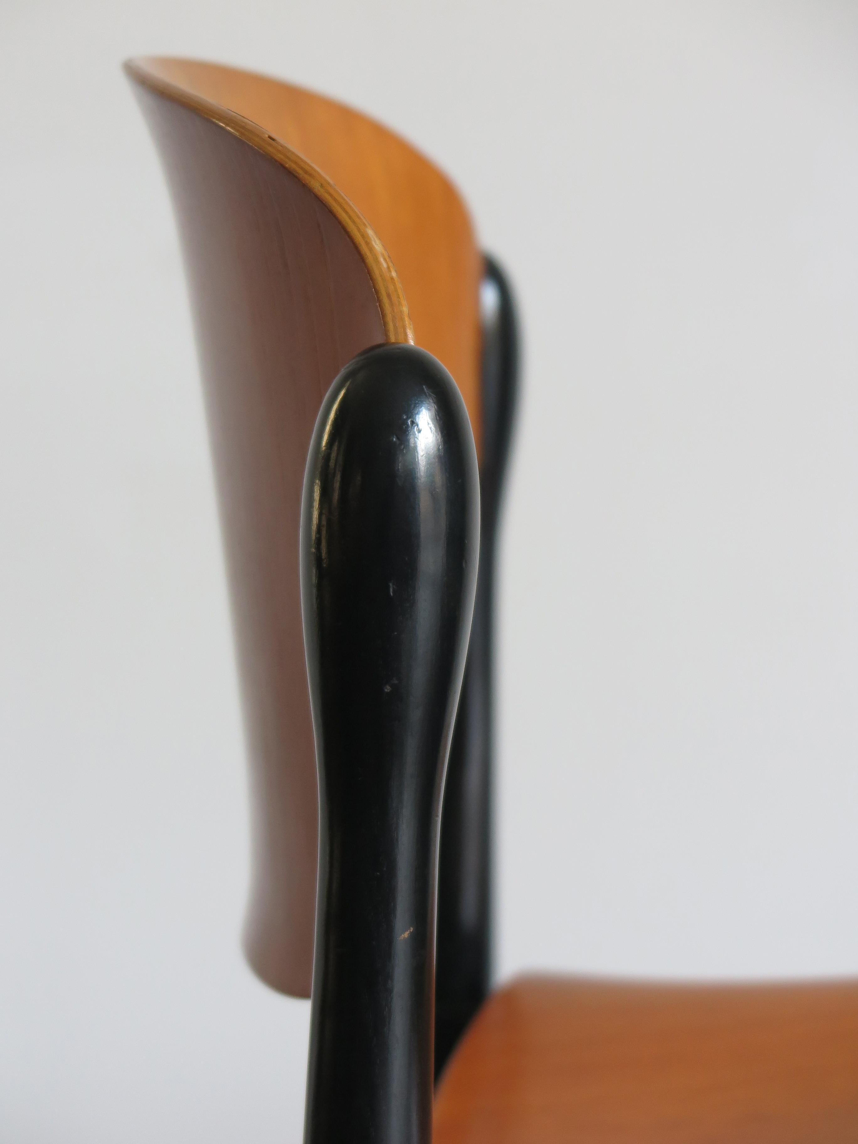 Eugenio Gerli for Tecno Italian Curved Wood Dining Chairs Model “S832”, 1962 5