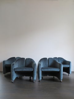 Eugenio Gerli for Tecno Italian Mid-Century Modern Padded Armchairs Serie 142