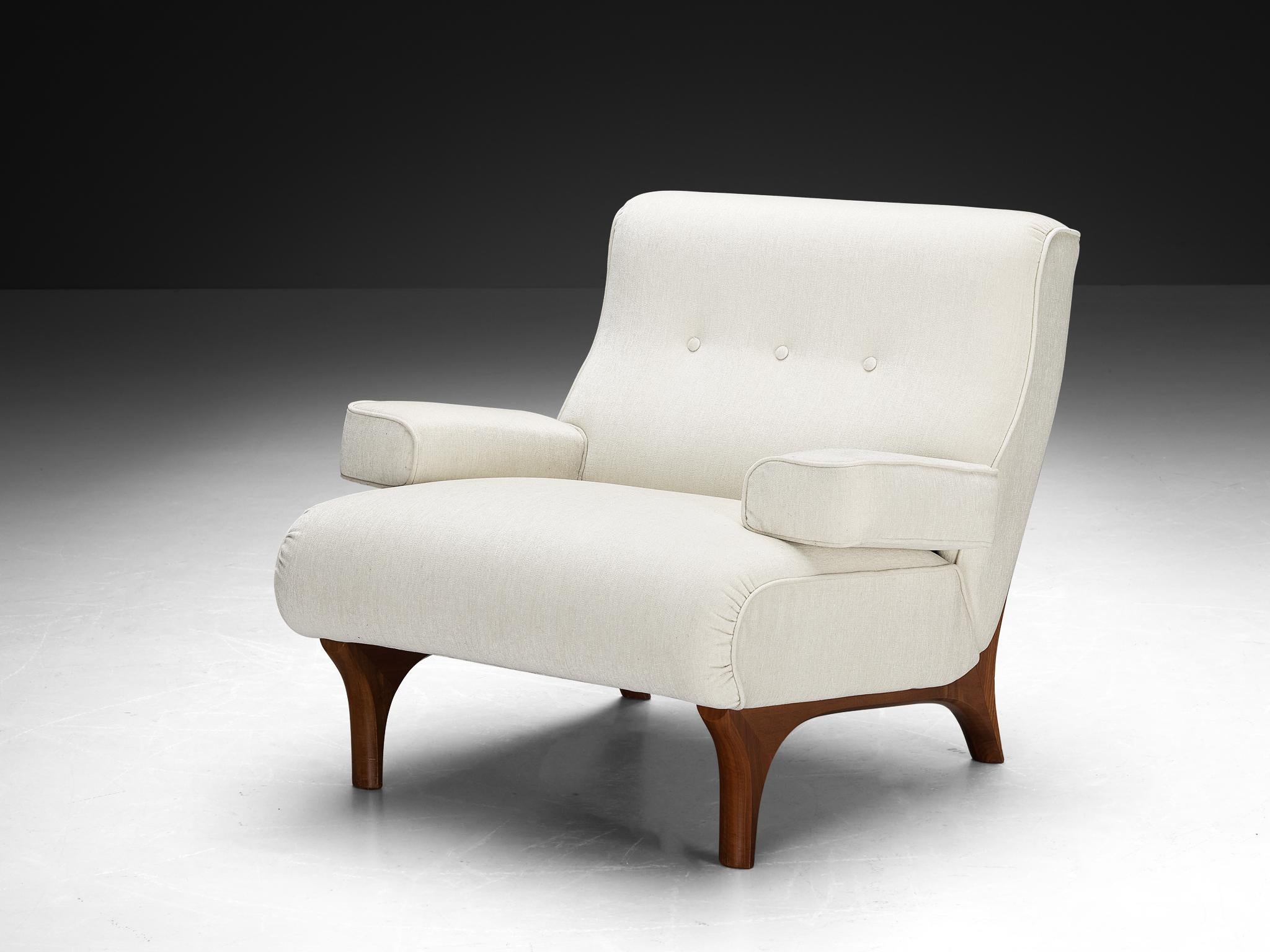 Eugenio Gerli für Tecno: Loungesessel in Chenille (Mitte des 20. Jahrhunderts) im Angebot