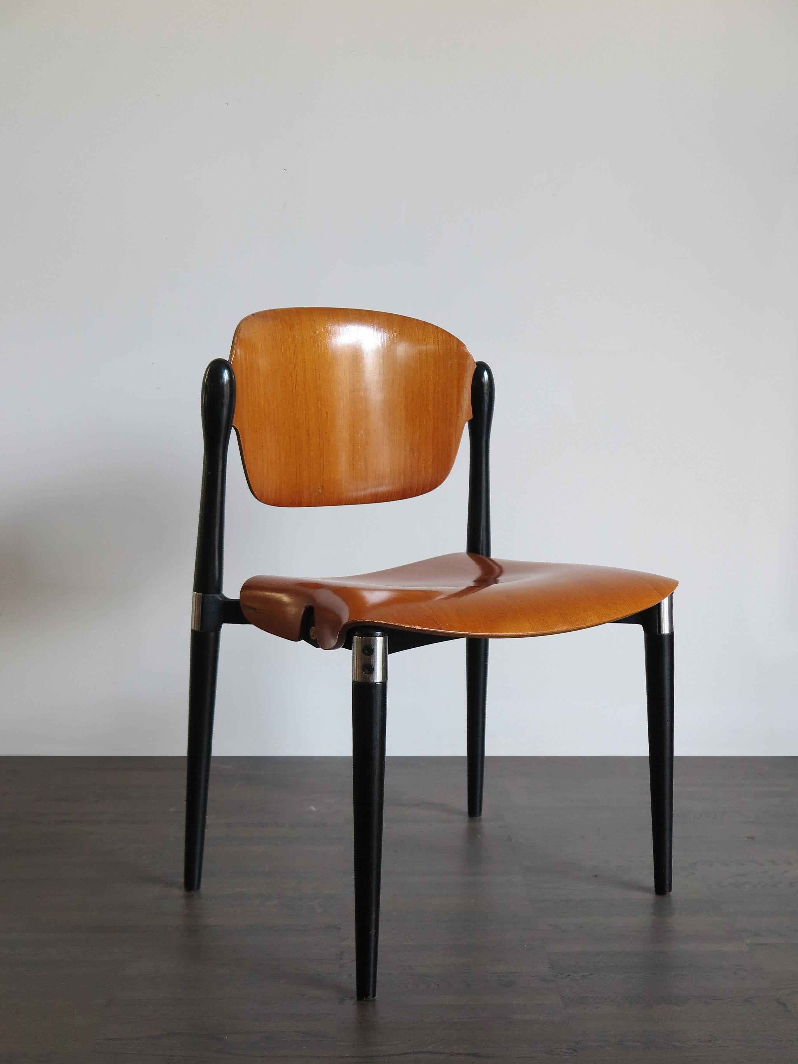 Eugenio Gerli for Tecno Midcentury Italian Wood Dining Chairs, 1962 For Sale 1