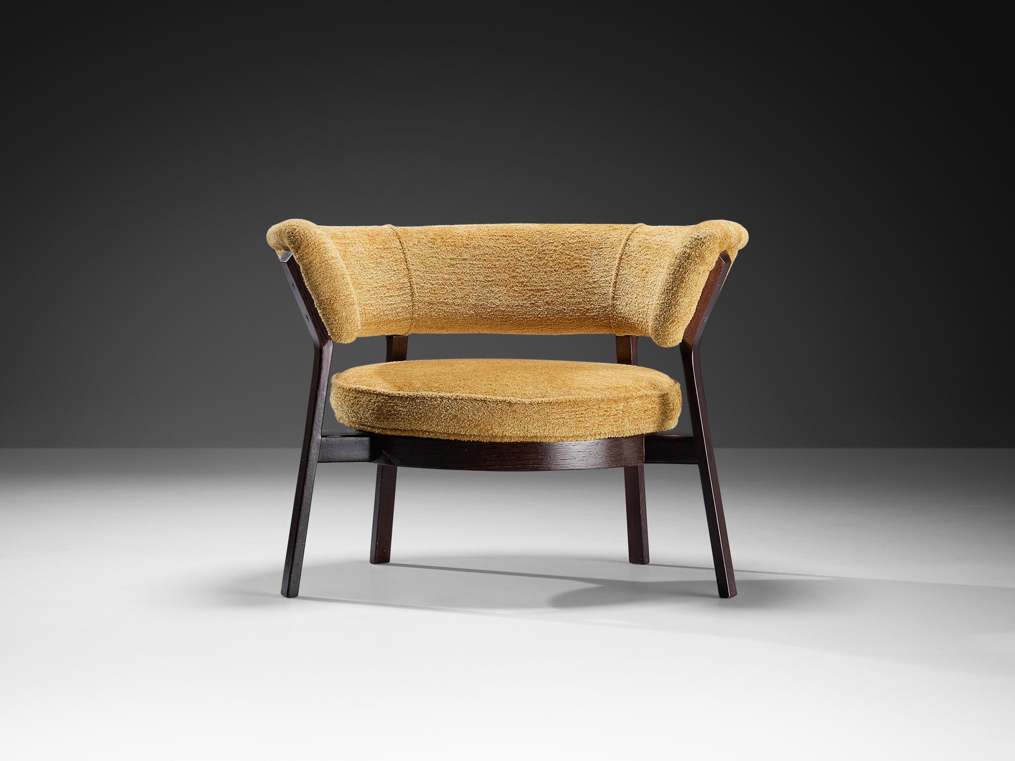 Eugenio Gerli para Tecno P28 Silla de salón Tejido Wengé Ocre apagado en venta 3