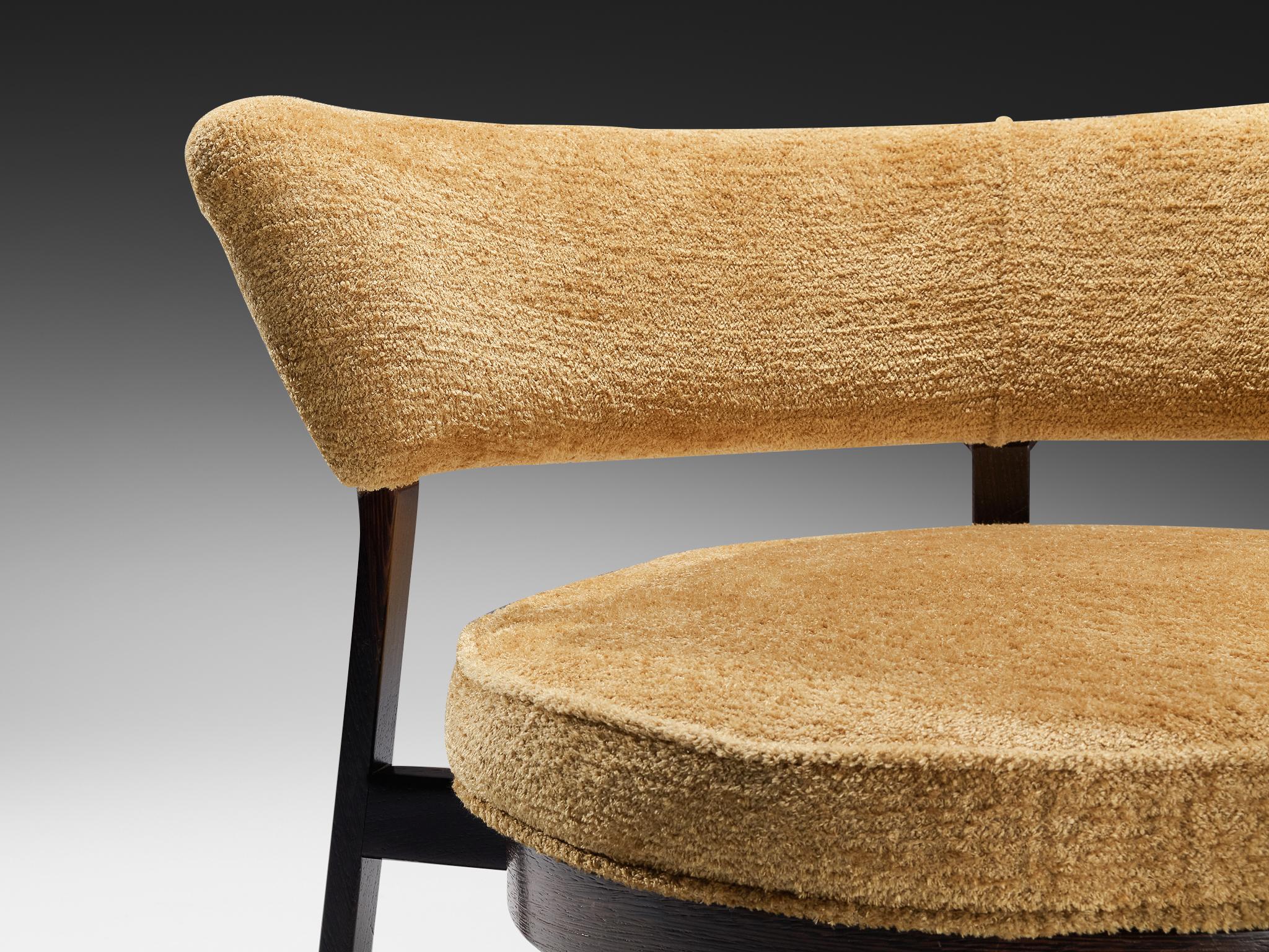Eugenio Gerli para Tecno P28 Silla de salón Tejido Wengé Ocre apagado en Bueno estado para la venta en Waalwijk, NL