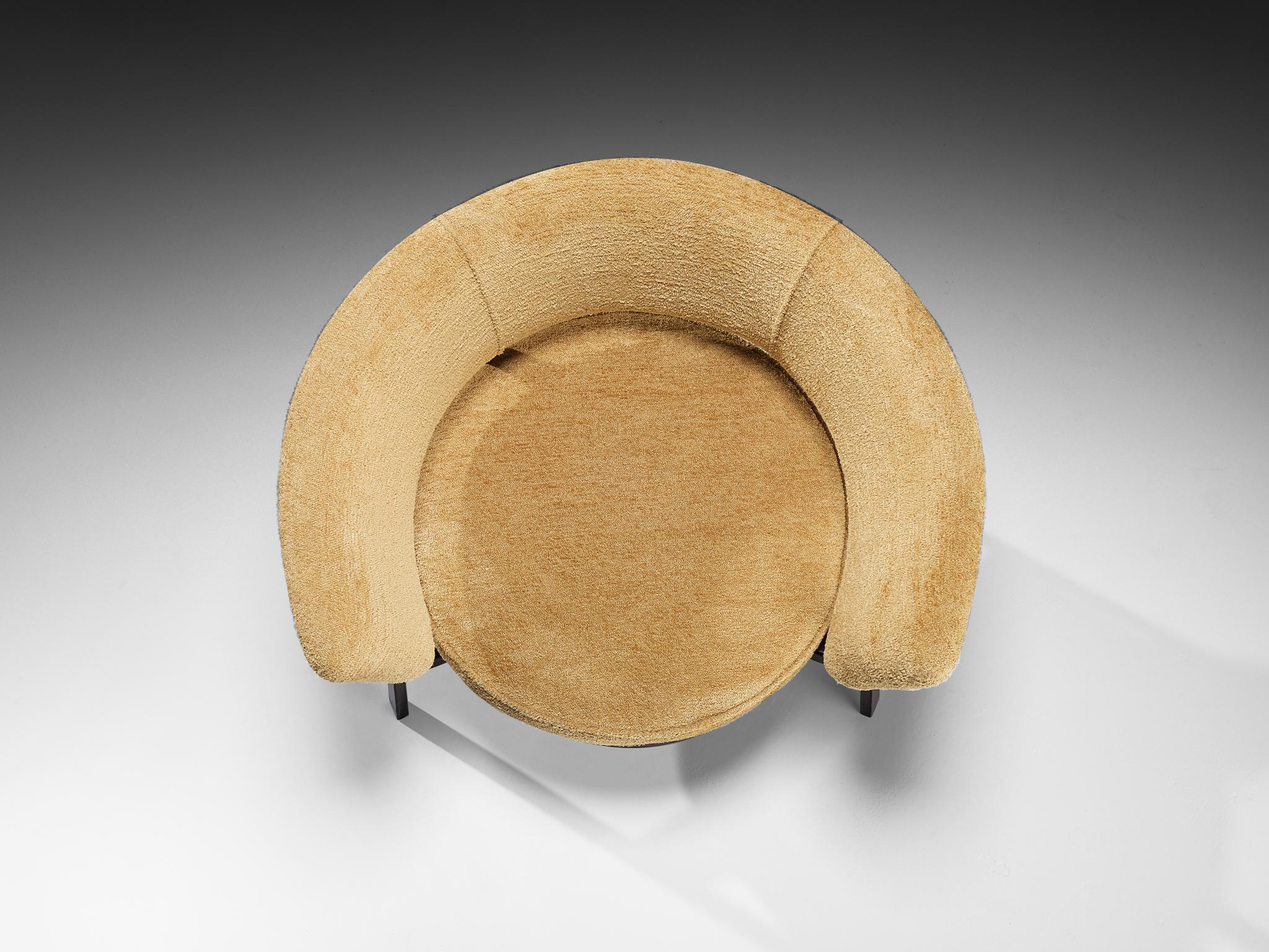 Eugenio Gerli para Tecno P28 Silla de salón Tejido Wengé Ocre apagado mediados del siglo XX en venta