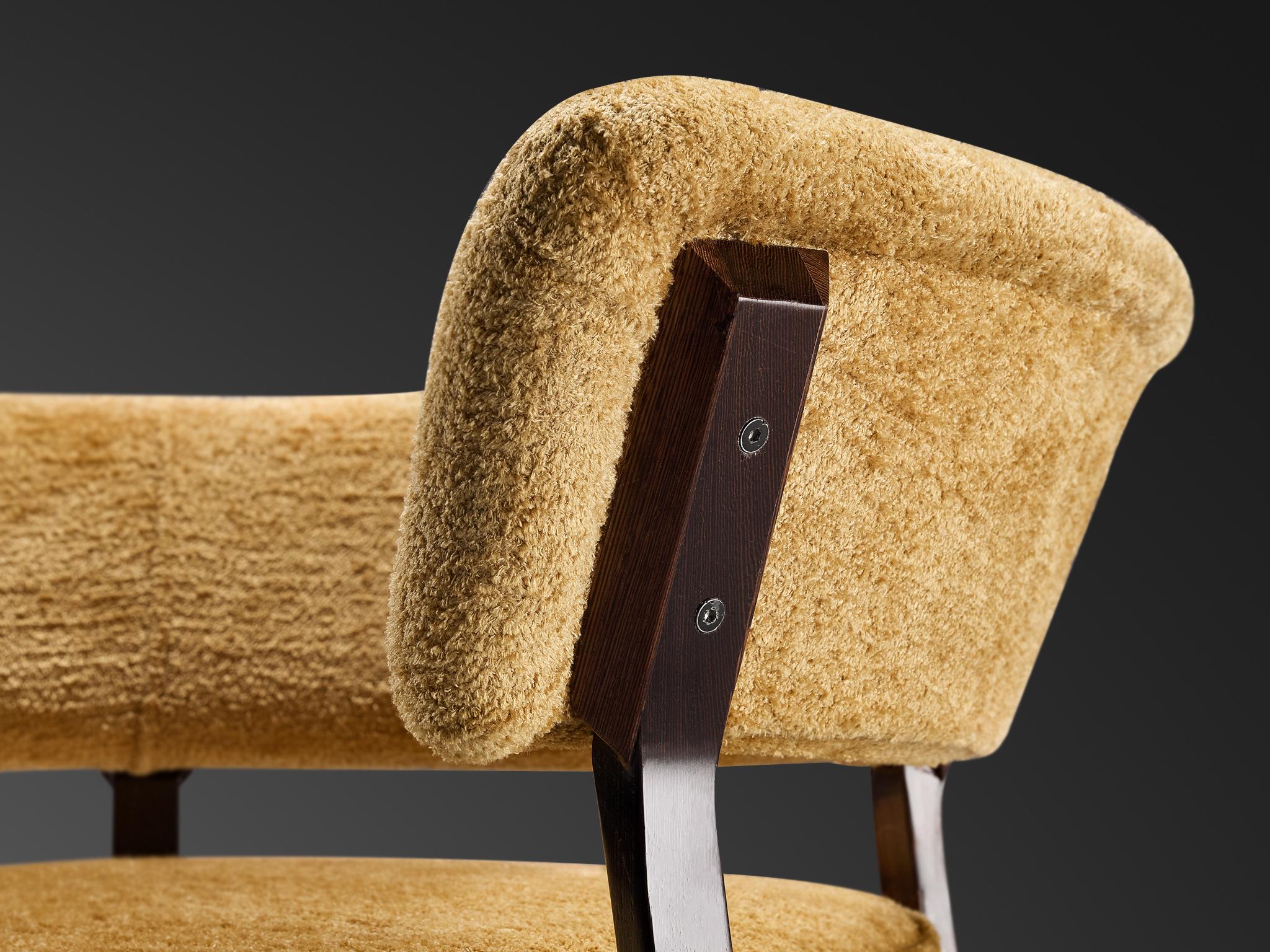 Eugenio Gerli para Tecno P28 Silla de salón Tejido Wengé Ocre apagado en venta 2