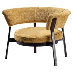 Eugenio Gerli per Tecno P28 Lounge Chair Tessuto ocra smorzato Wengé