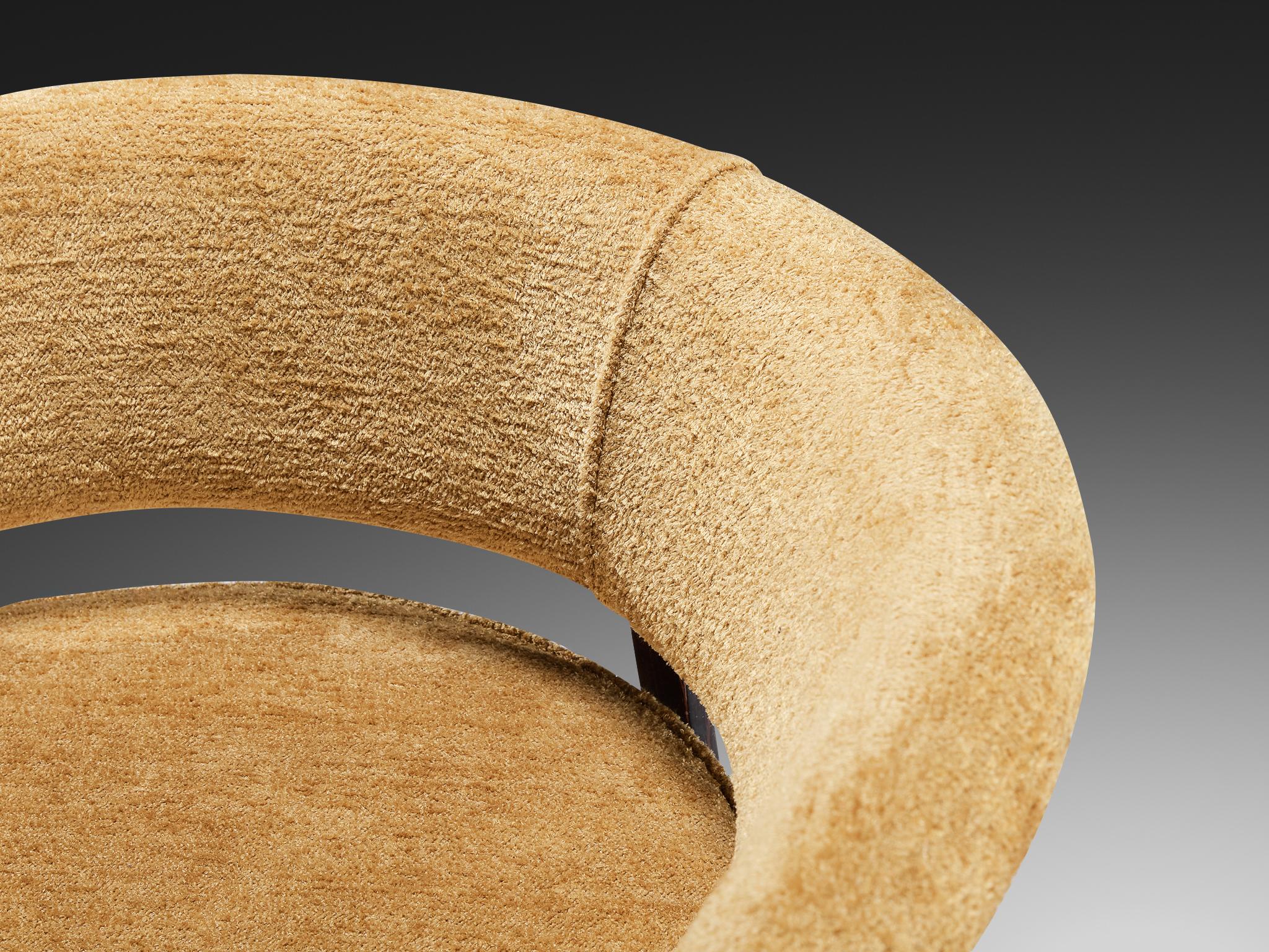 Eugenio Gerli for Tecno P28 Lounge Chairs in Wengé and Muted Ochre Fabric 3