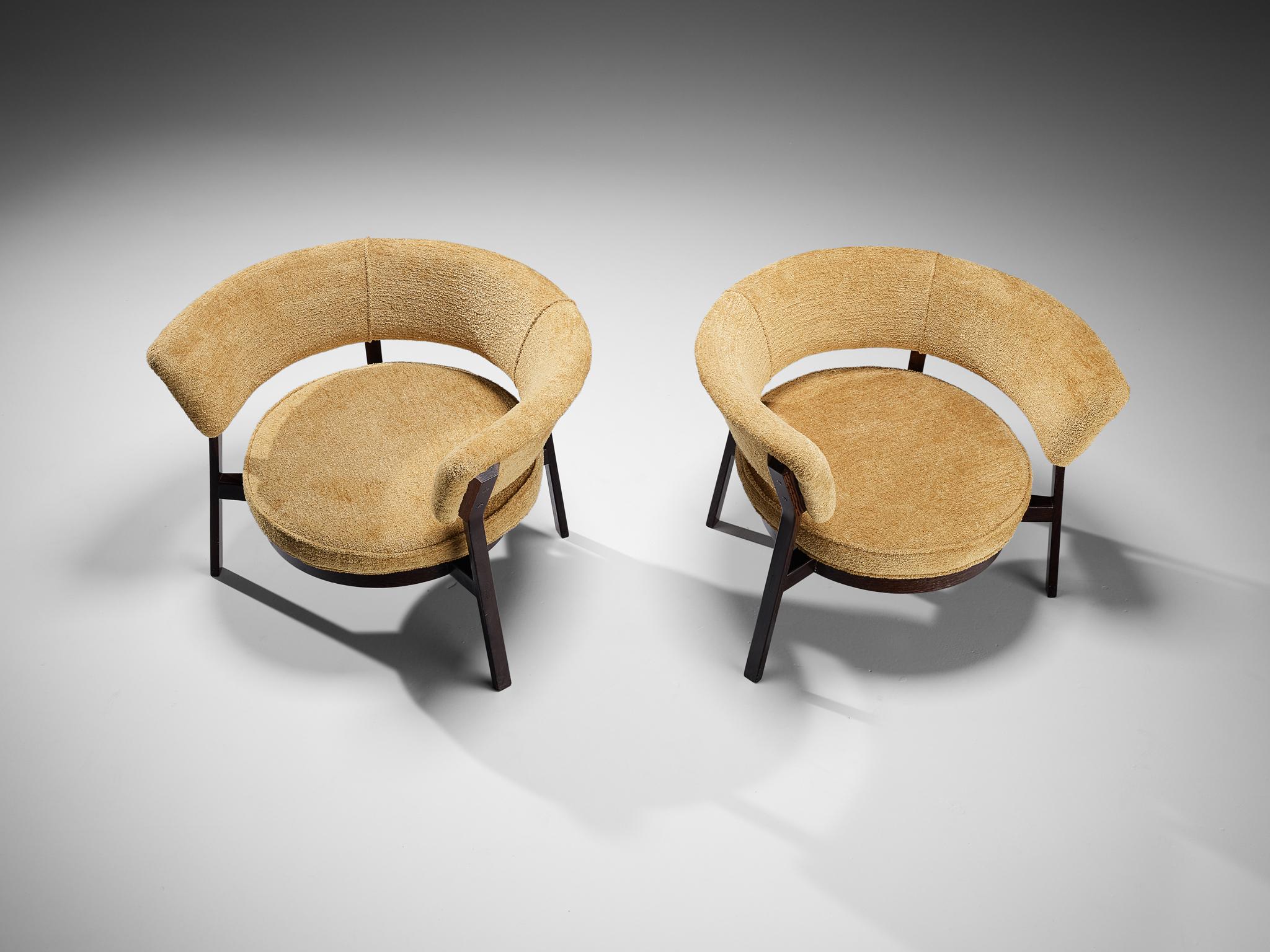 Italian Eugenio Gerli for Tecno 'P28' Pair of Lounge Chairs in Wengé