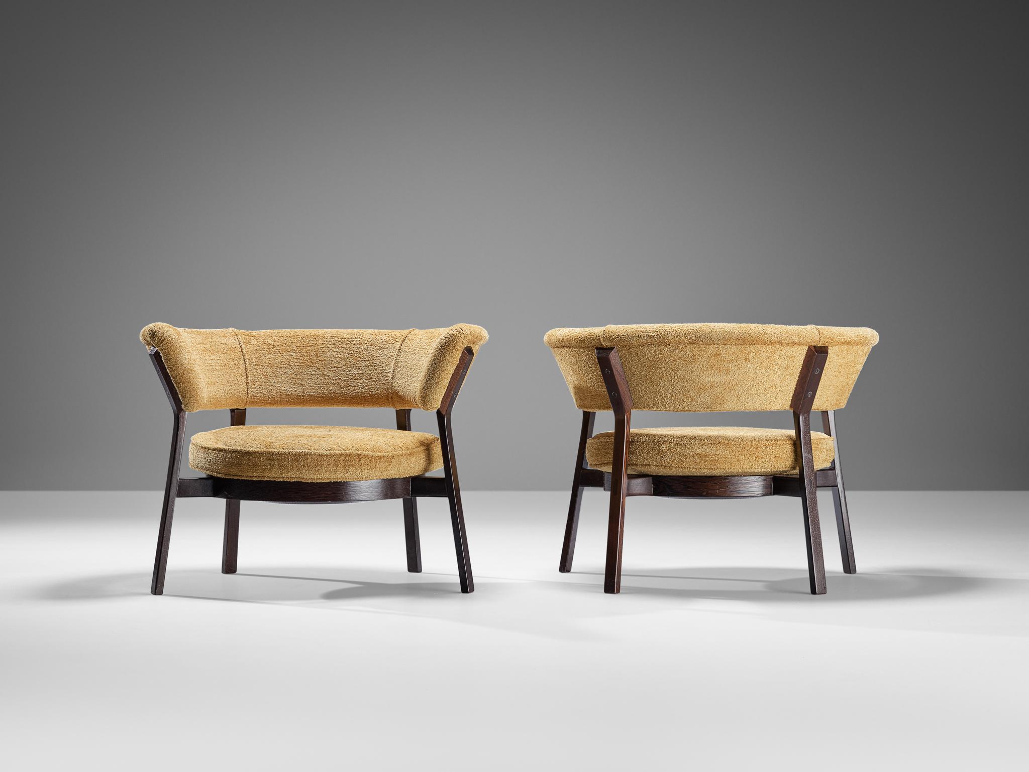 Tissu Eugenio Gerli for Tecno 'P28' Paire de chaises longues en wengé  en vente