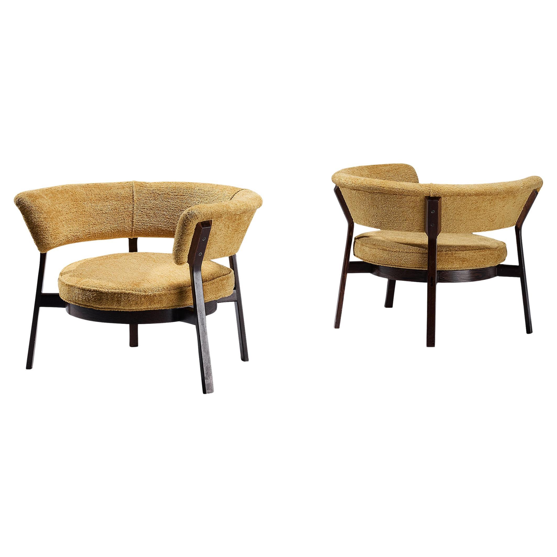 Eugenio Gerli for Tecno 'P28' Pair of Lounge Chairs in Wengé  For Sale