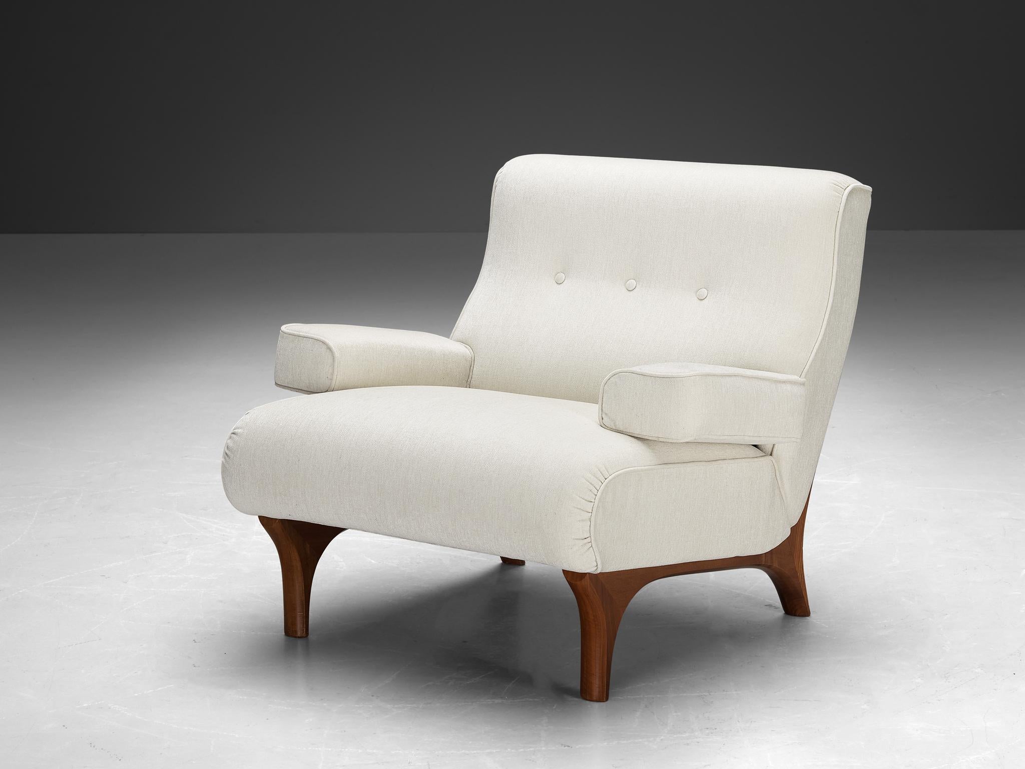 Eugenio Gerli for Tecno Pair of Lounge Chairs in Chenille 4