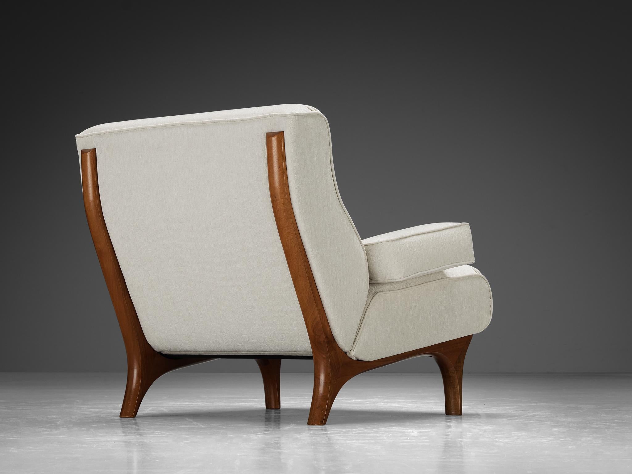 Mid-Century Modern Eugenio Gerli for Tecno Pair of Lounge Chairs in Chenille