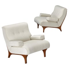 Eugenio Gerli for Tecno Pair of Lounge Chairs in Chenille