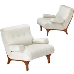 Eugenio Gerli for Tecno Pair of Lounge Chairs in Chenille