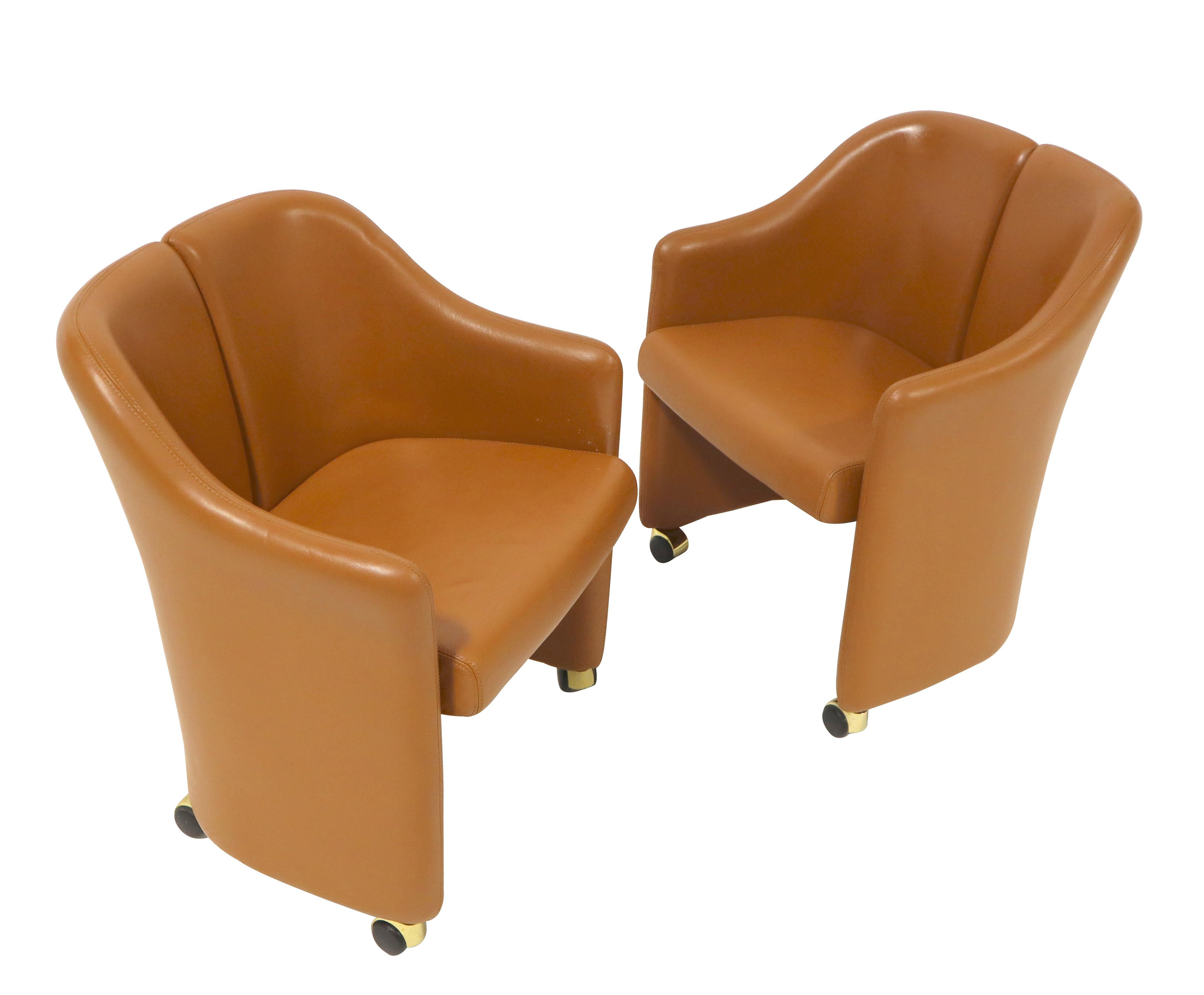 Mid-Century Modern Eugenio Gerli for Tecno, “Series 142” Leather Chairs