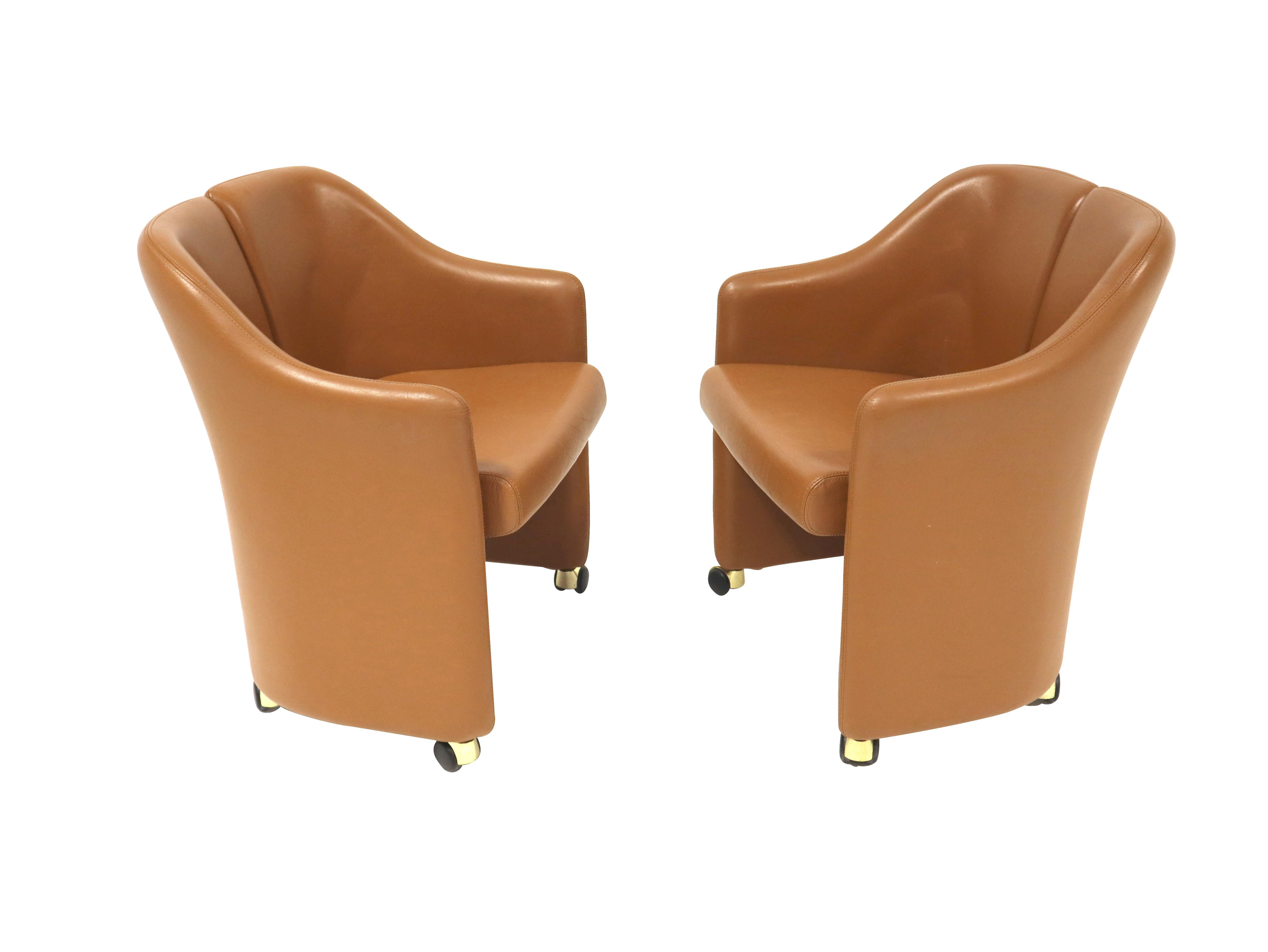 Italian Eugenio Gerli for Tecno, “Series 142” Leather Chairs