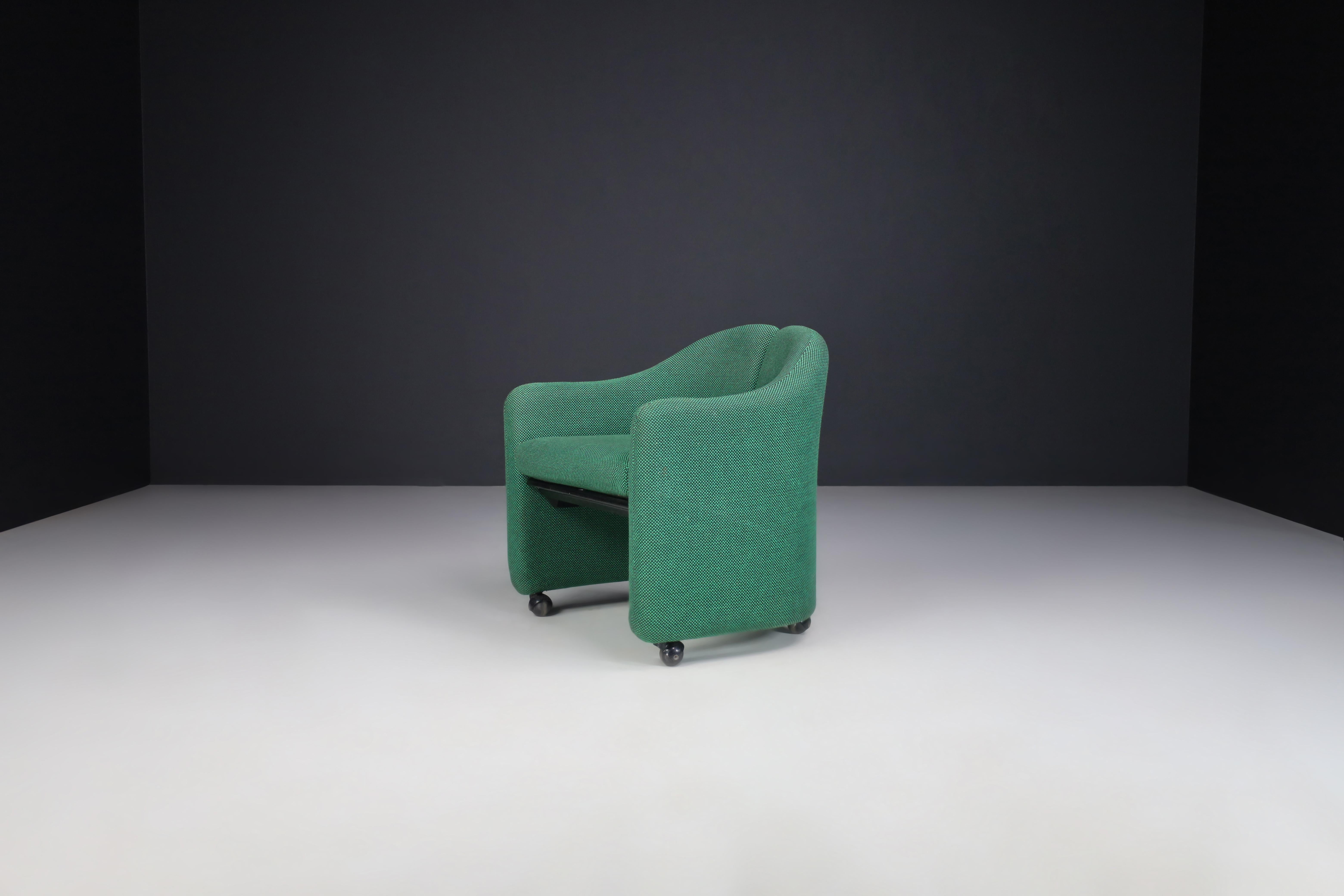 Eugenio Gerli Green Fabric PS142 Italian Armchairs for Tecno, Italy, 1960s In Good Condition In Almelo, NL