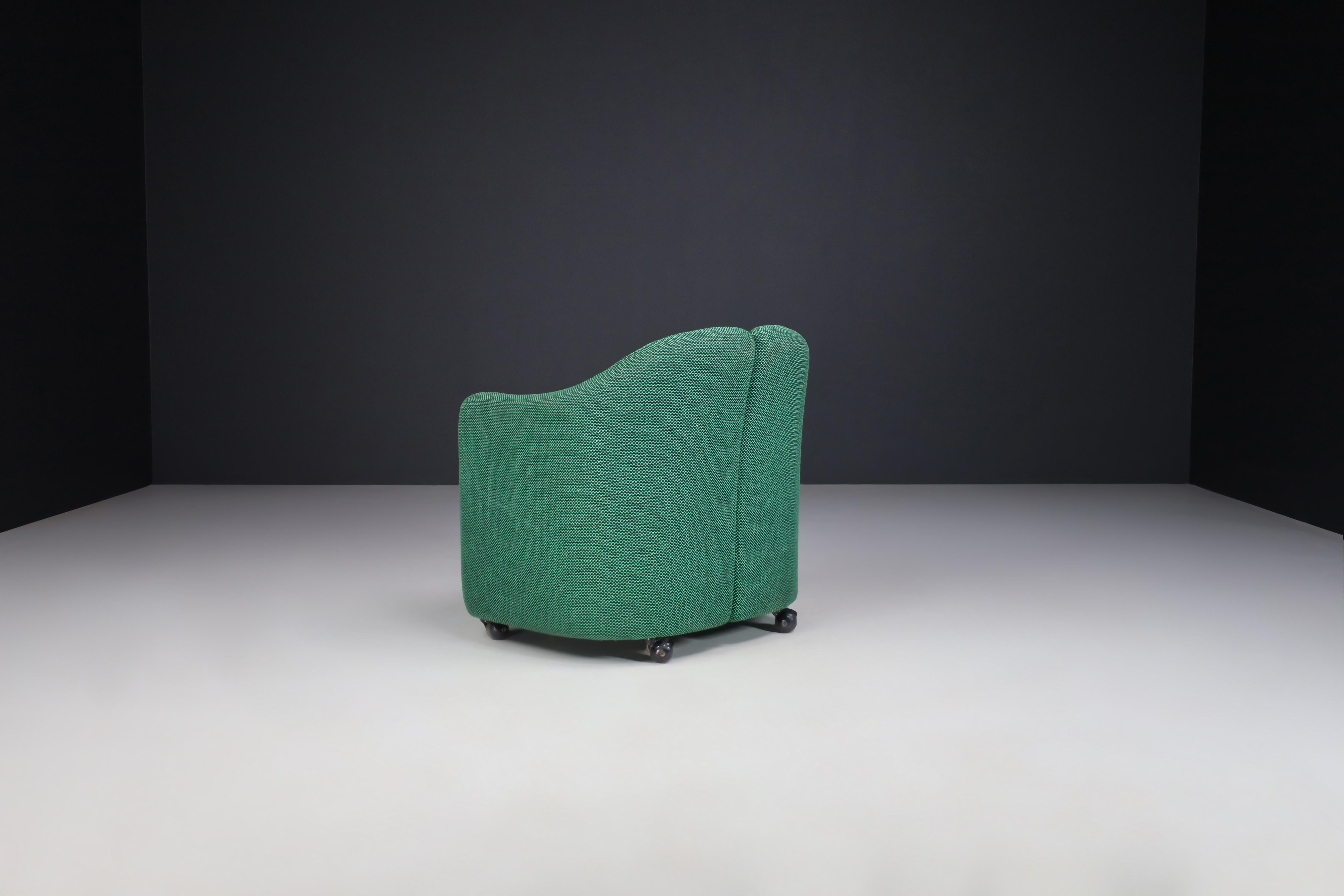 Steel Eugenio Gerli Green Fabric PS142 Italian Armchairs for Tecno, Italy, 1960s