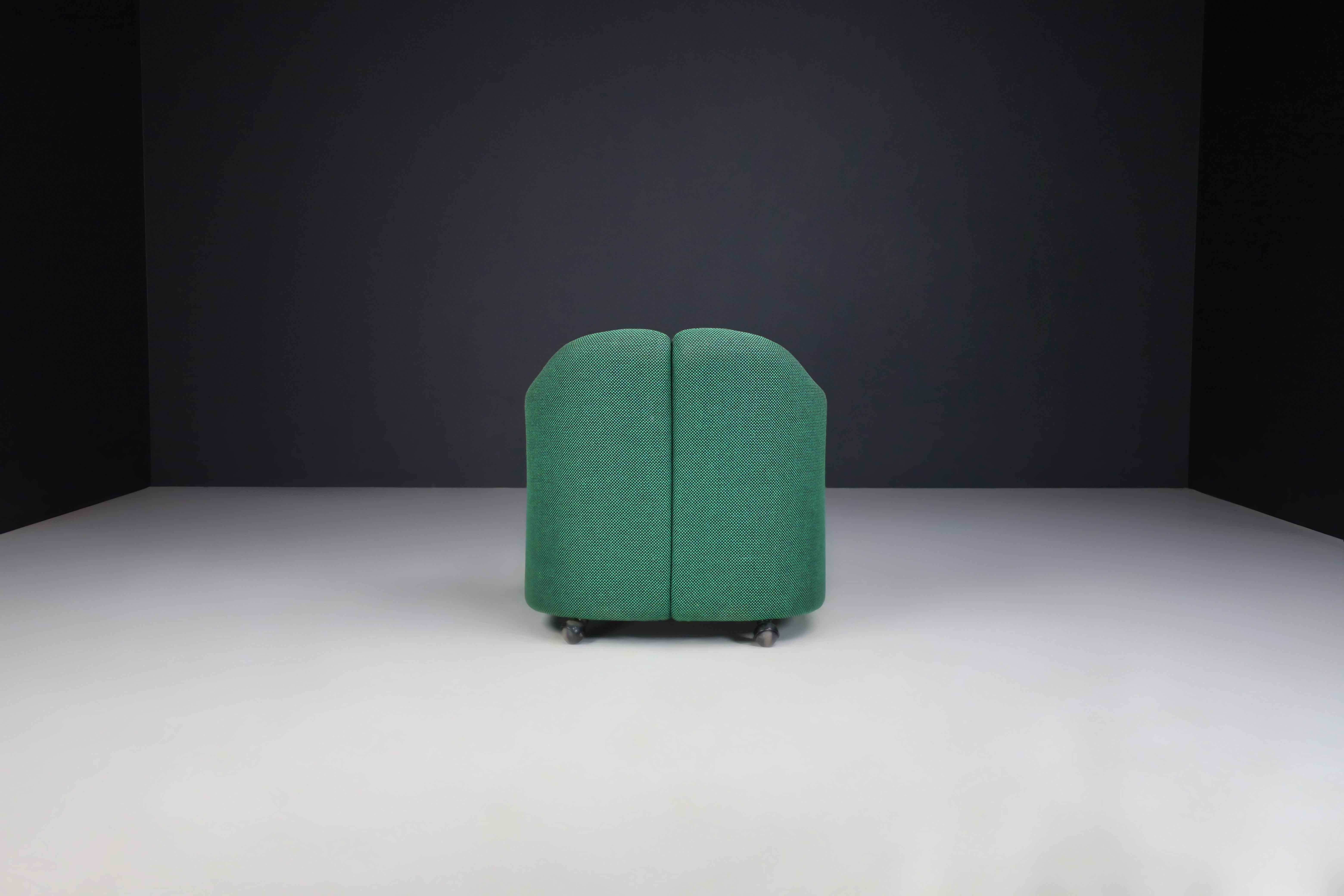Eugenio Gerli Green Fabric PS142 Italian Armchairs for Tecno, Italy, 1960s 1
