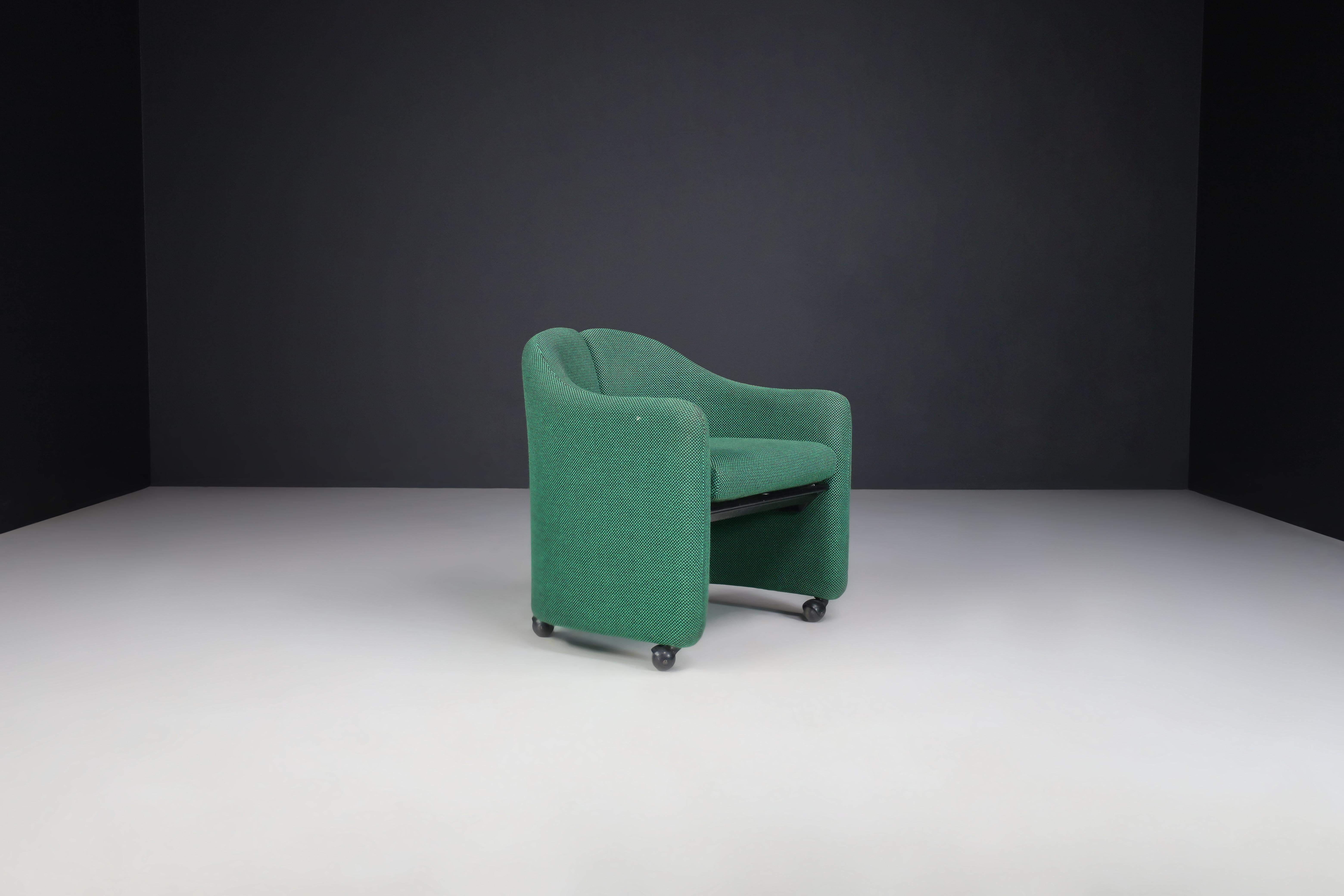 Eugenio Gerli Green Fabric PS142 Italian Armchairs for Tecno, Italy, 1960s 2