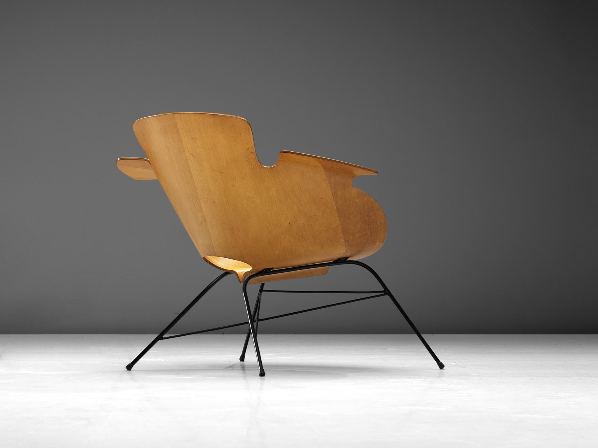 Eugenio Gerli Lounge Chair in Plywood and Metal 2