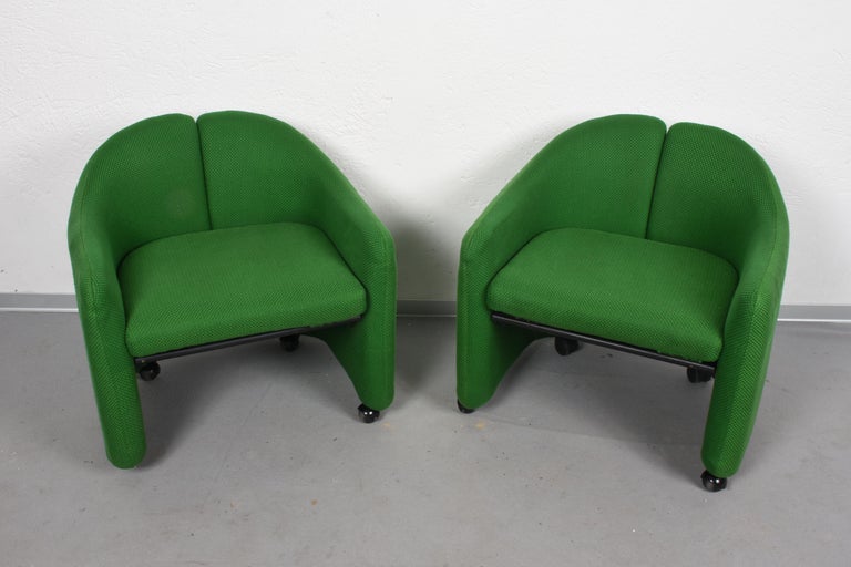 Mid-20th Century Eugenio Gerli Midcentury Green Fabric PS142 Italian Armchairs for Tecno, 1960s