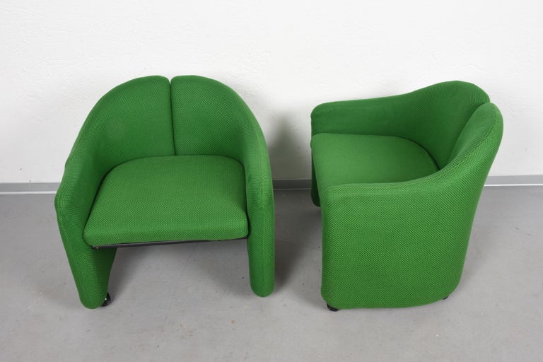 Eugenio Gerli Midcentury Green Fabric PS142 Italian Armchairs for Tecno, 1960s 3