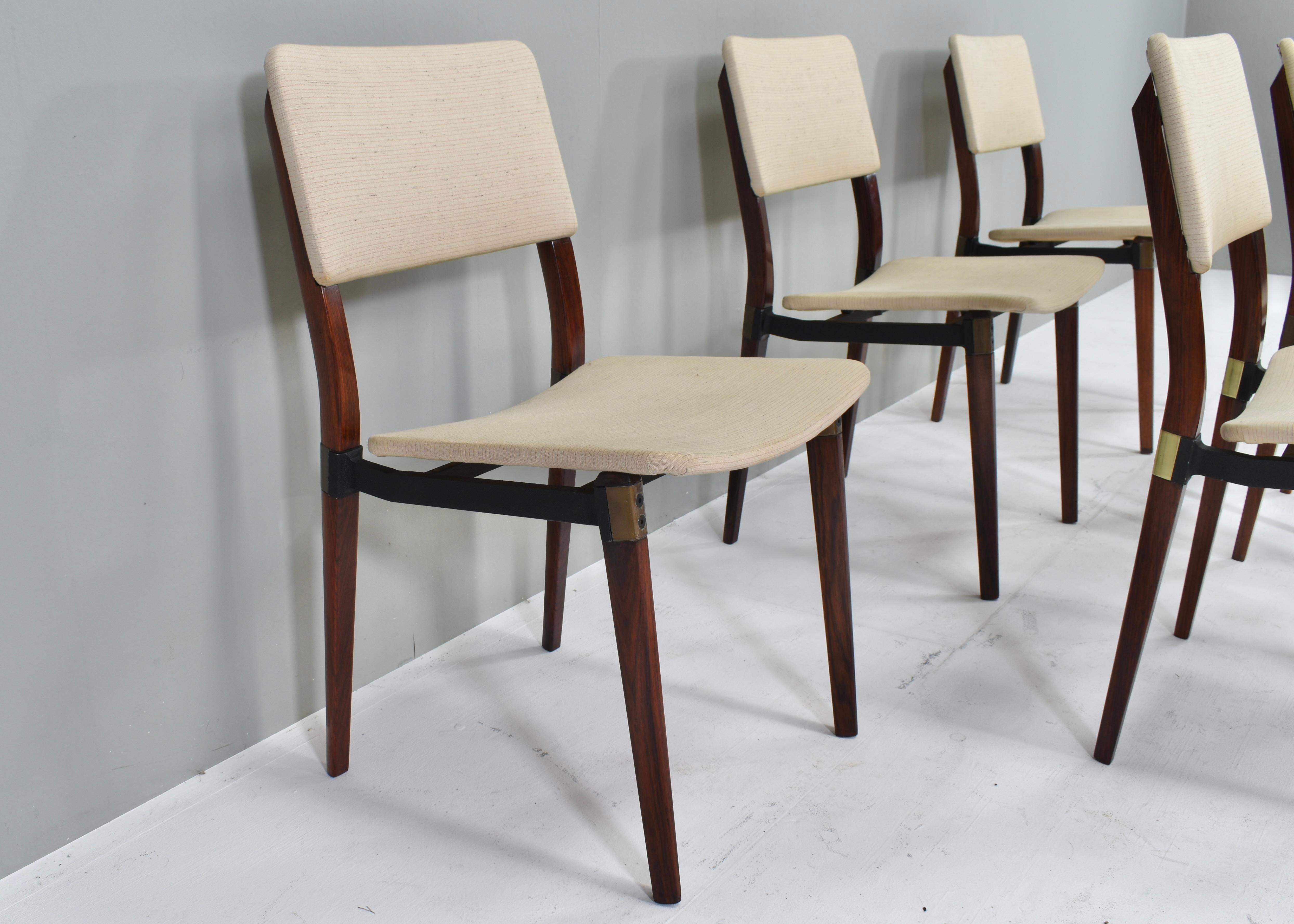 Eugenio Gerli S82 Dining Chairs Set of Six by Tecno, Italy, circa 1960 For Sale 1