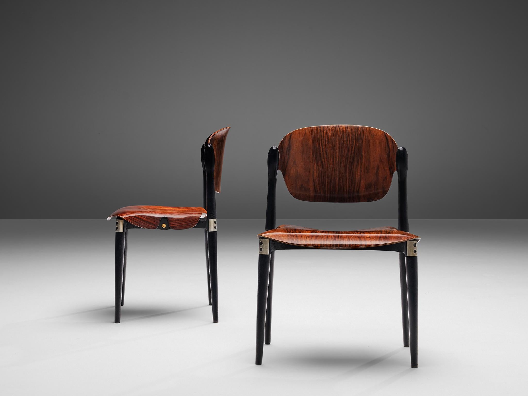 Italian Eugenio Gerli Set of Eight Early 'S83' Chairs for Tecno