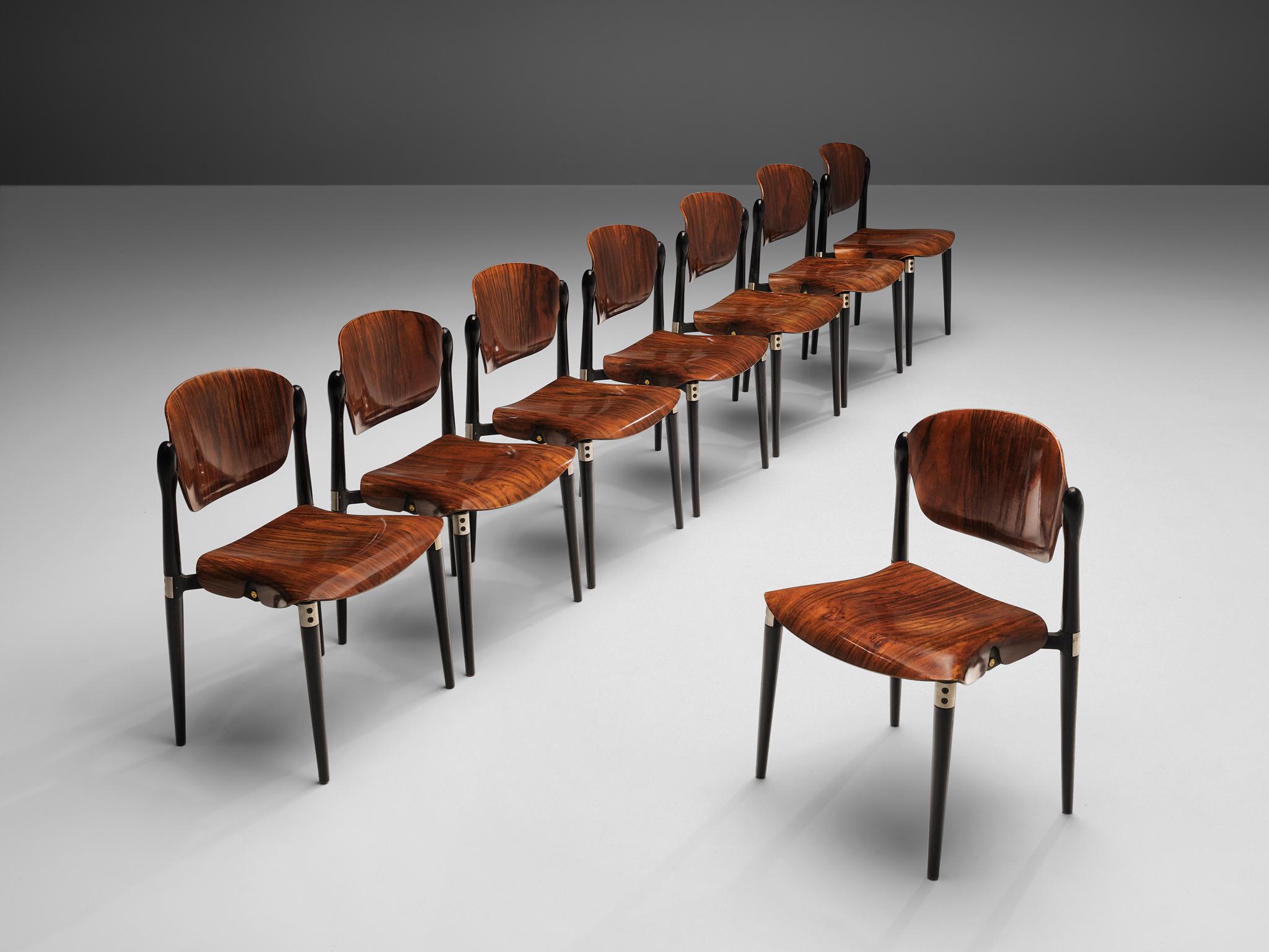 Eugenio Gerli Set of Eight Early 'S83' Chairs for Tecno In Good Condition In Waalwijk, NL