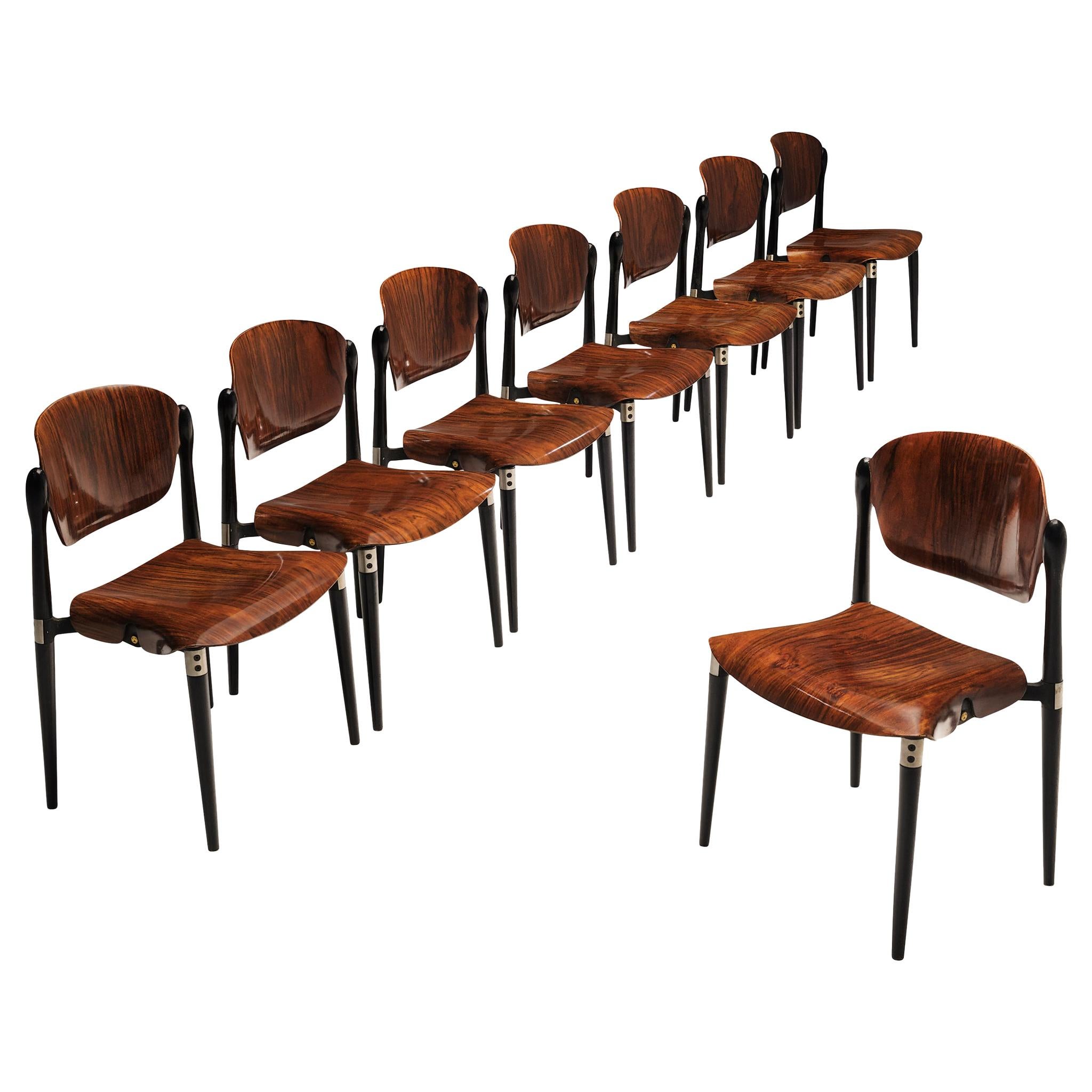 Eugenio Gerli Set of Eight Early 'S83' Chairs for Tecno