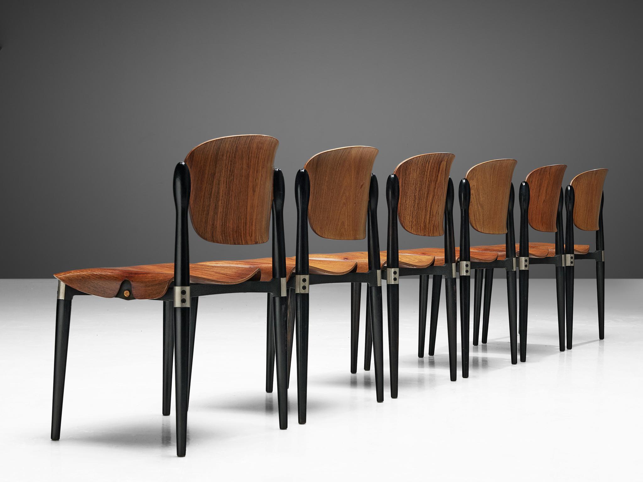 Eugenio Gerli Set of Six Early 'S83' Chairs for Tecno In Good Condition In Waalwijk, NL