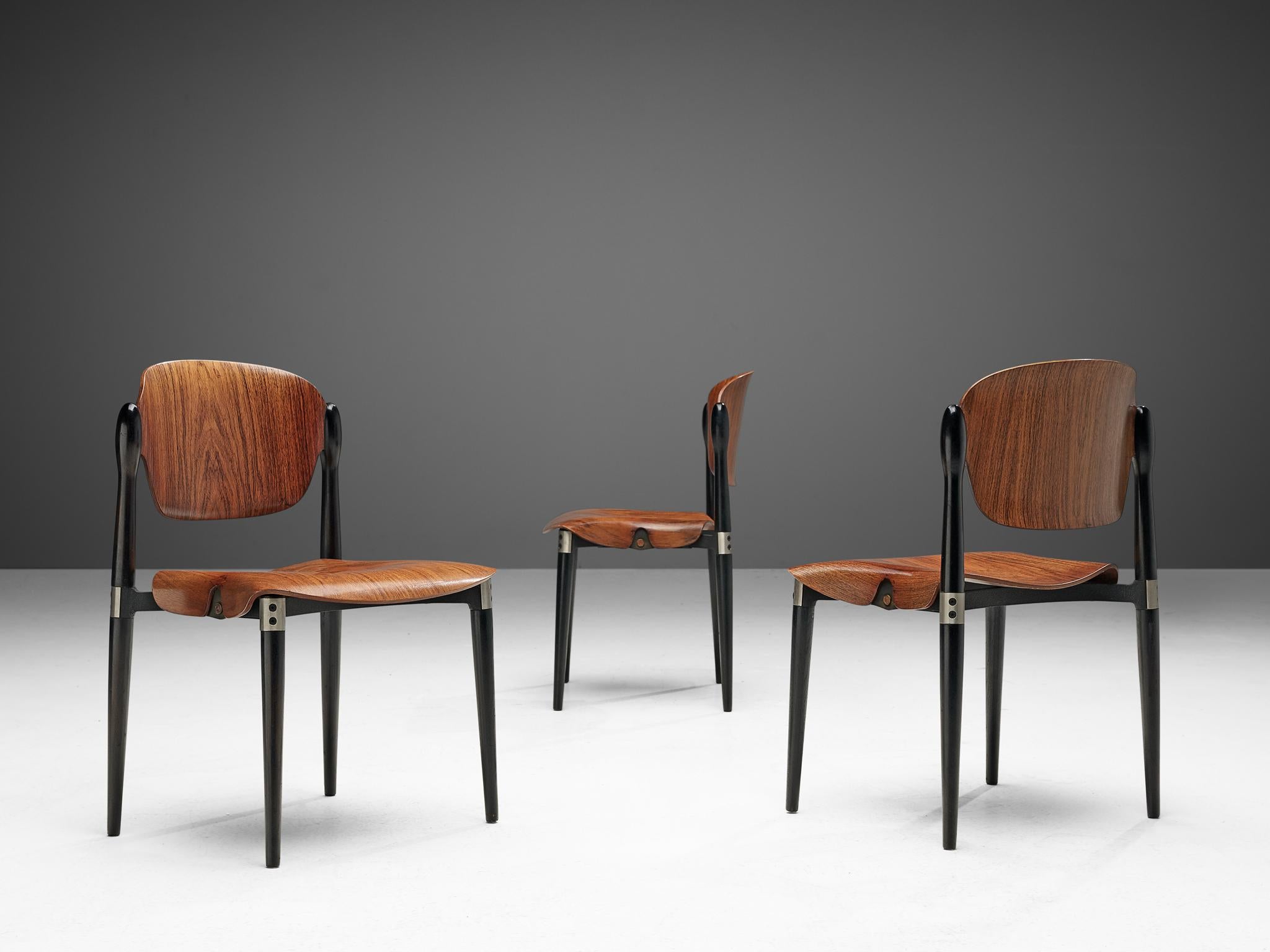 Mid-20th Century Eugenio Gerli Set of Six Early 'S83' Chairs for Tecno