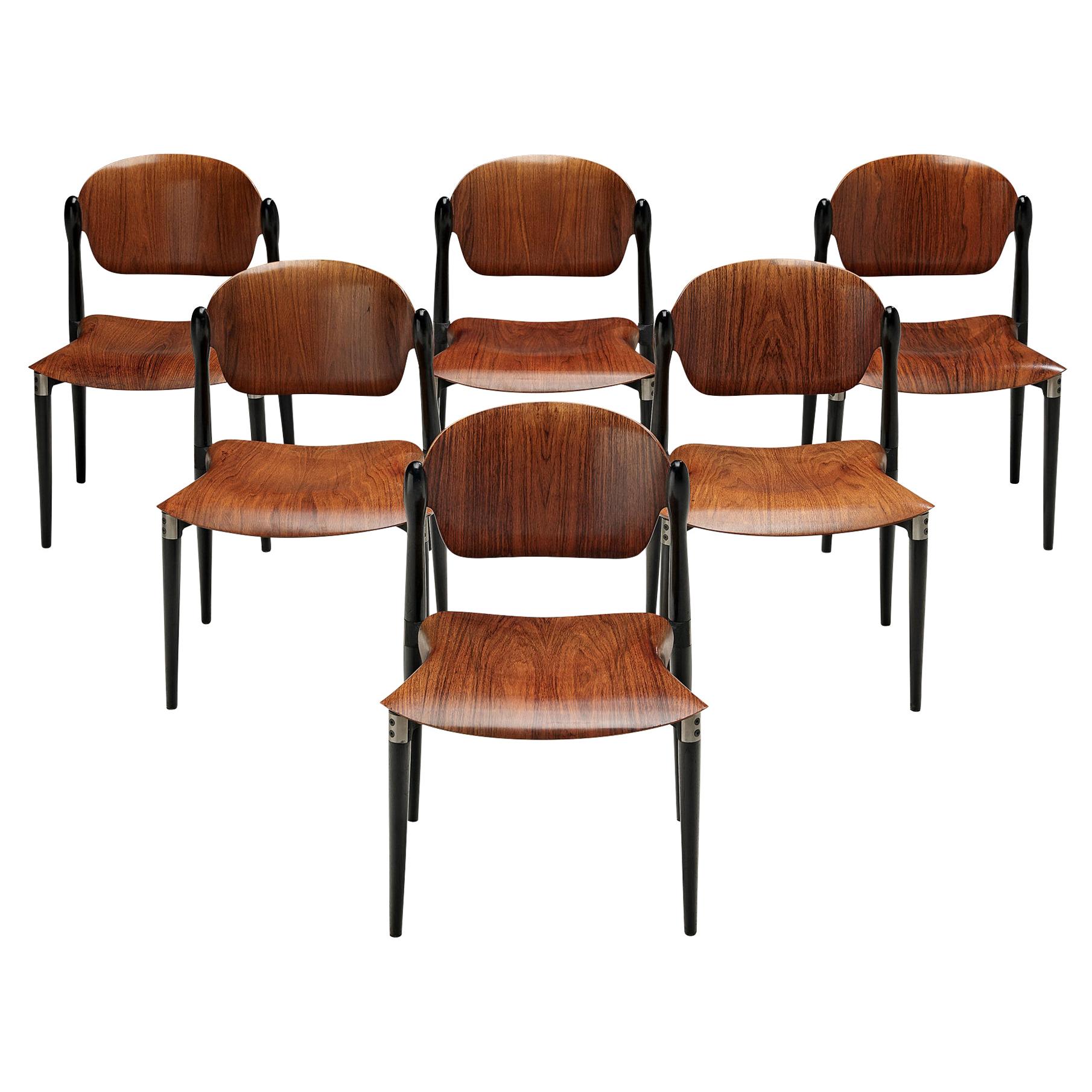 Eugenio Gerli Set of Six Early 'S83' Chairs for Tecno