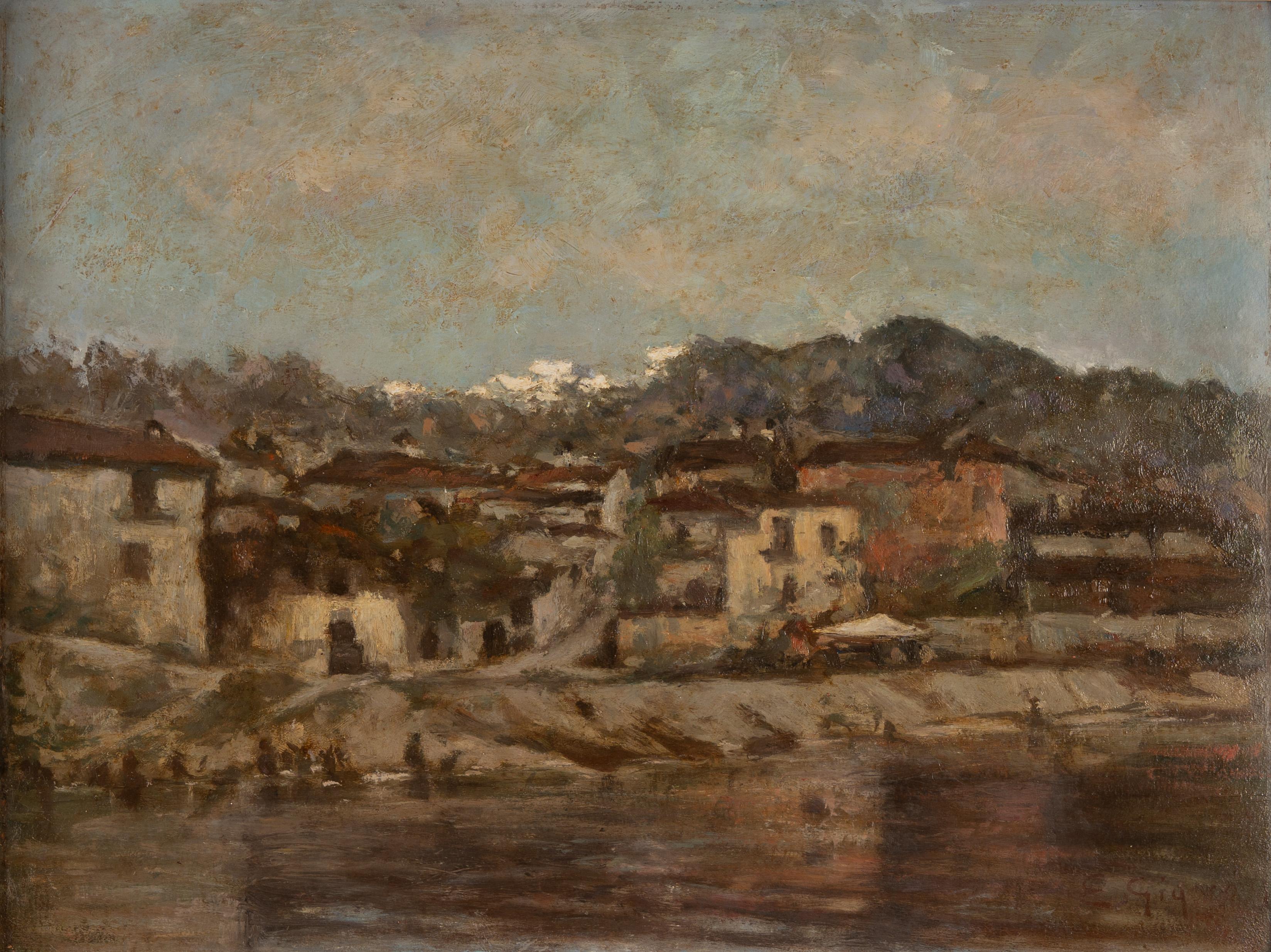 Eugenio Gignous Landscape Painting – Lago Maggiore, Ölgemälde, Italienische Schule, Anfang 20.