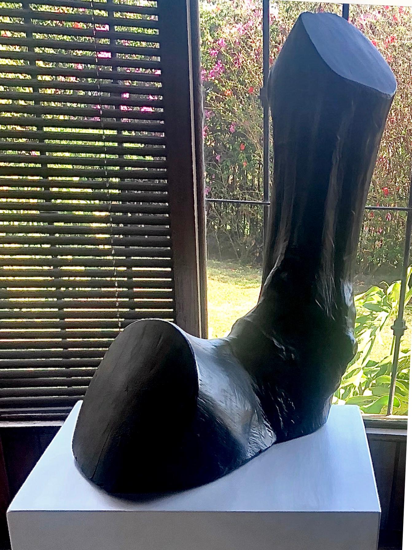 Eugenio Leal  Figurative Sculpture - “Pata Negra” 2019, Sculpture in Walnut Wood and Lacquer Paint 