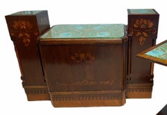 Eugenio Quarti 1867-1929 Desk With Twin Table Decorated with Floral Inlays