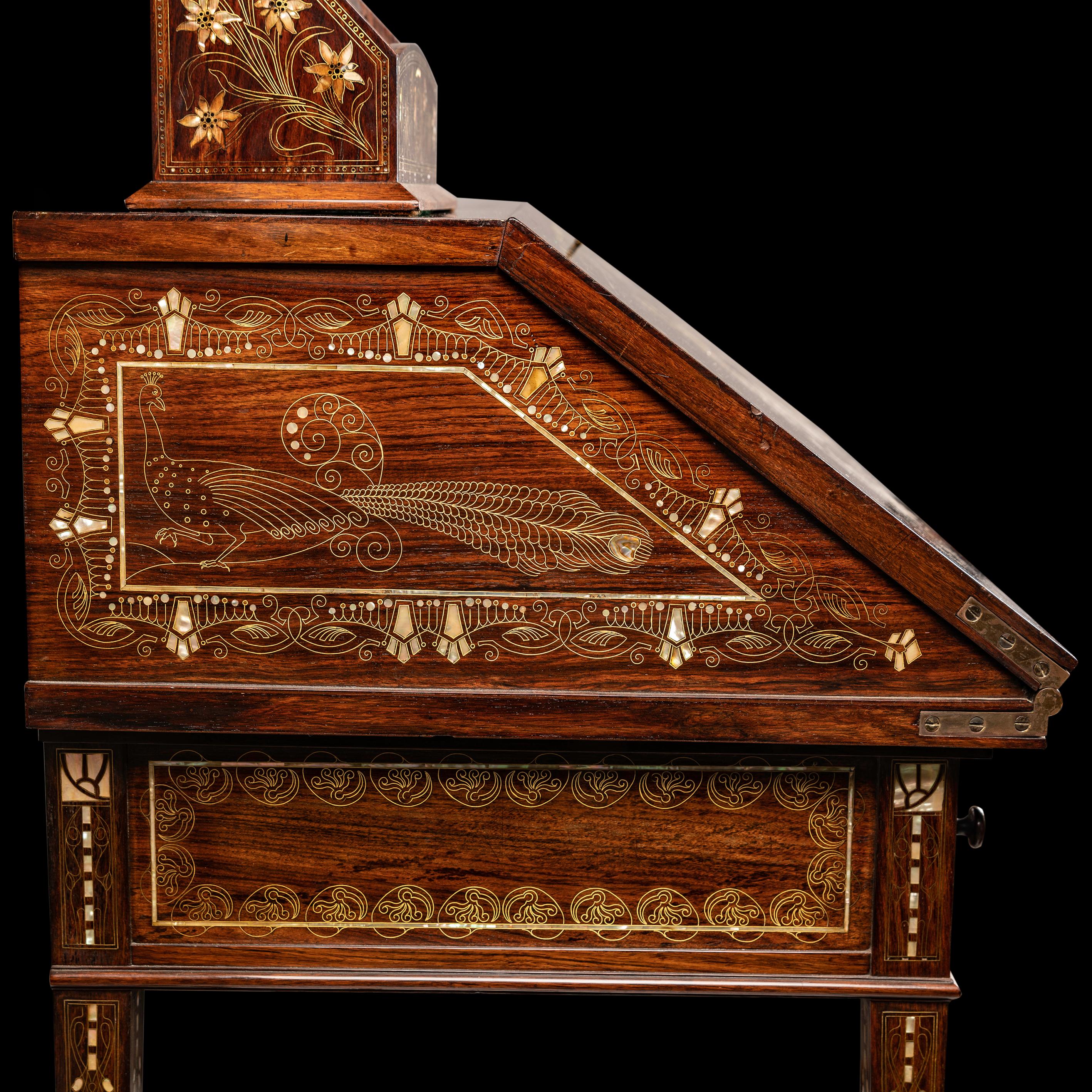 Eugenio Quarti Liberty Desk Suite w/ Chair & Paperbasket, Italy, Early 20th c. For Sale 13