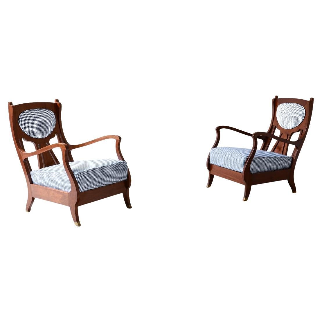 Eugenio Quarti, Coppia di poltrone liberty in stile elegante in vendita