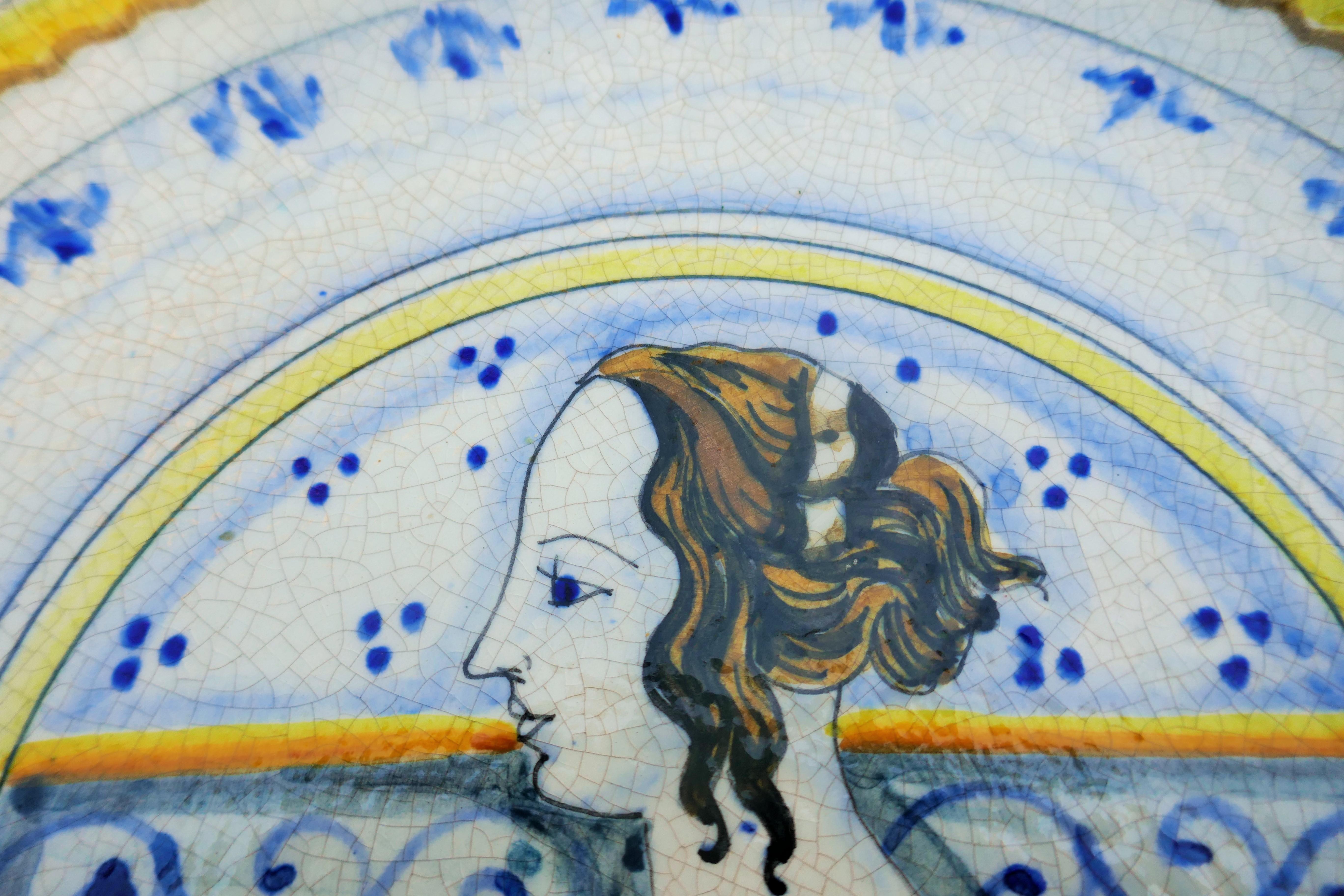 Italian Eugenio Taccini Assiette en majolique Montelupo en vente