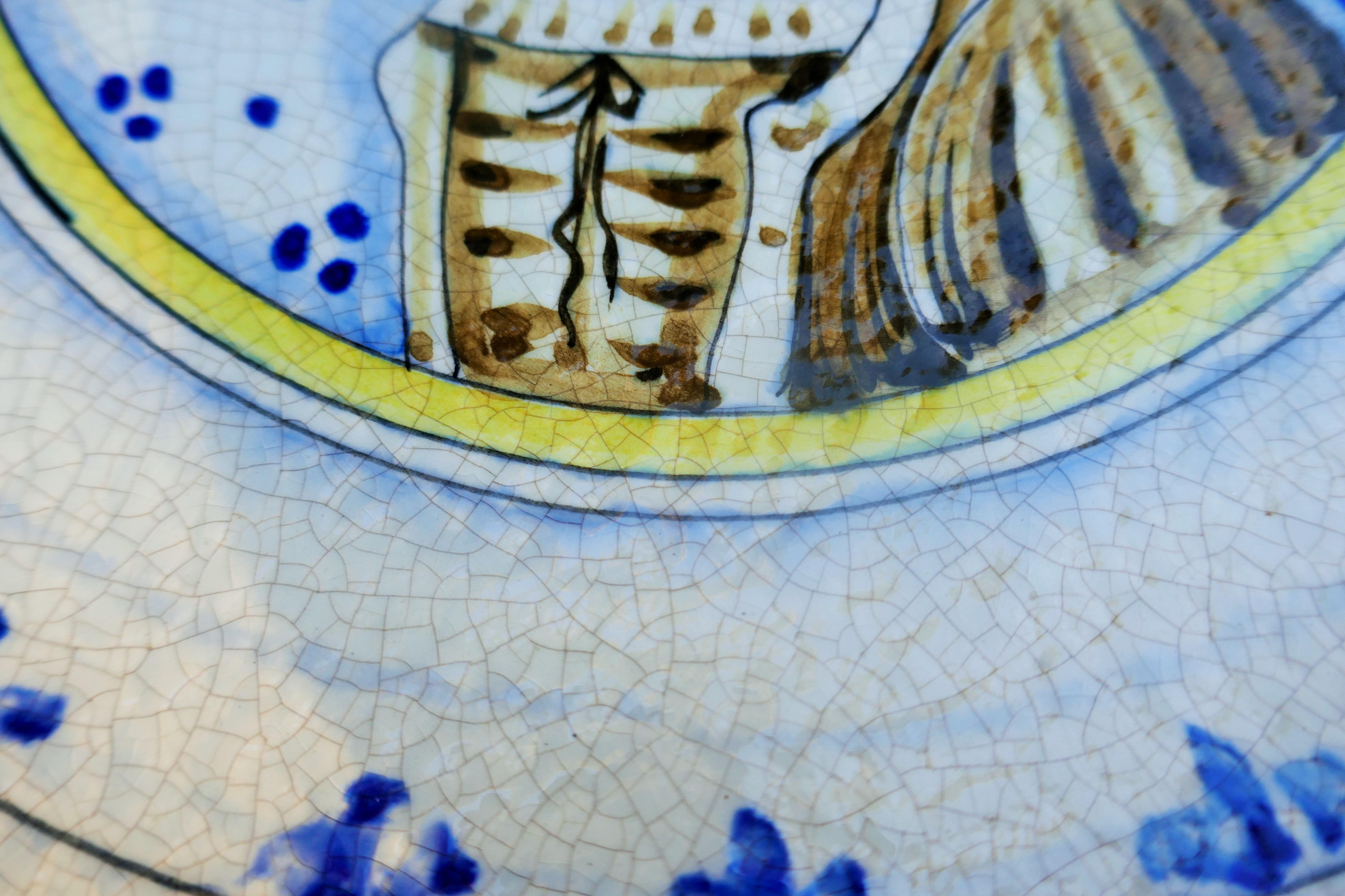 Late 20th Century Eugenio Taccini Assiette en majolique Montelupo en vente