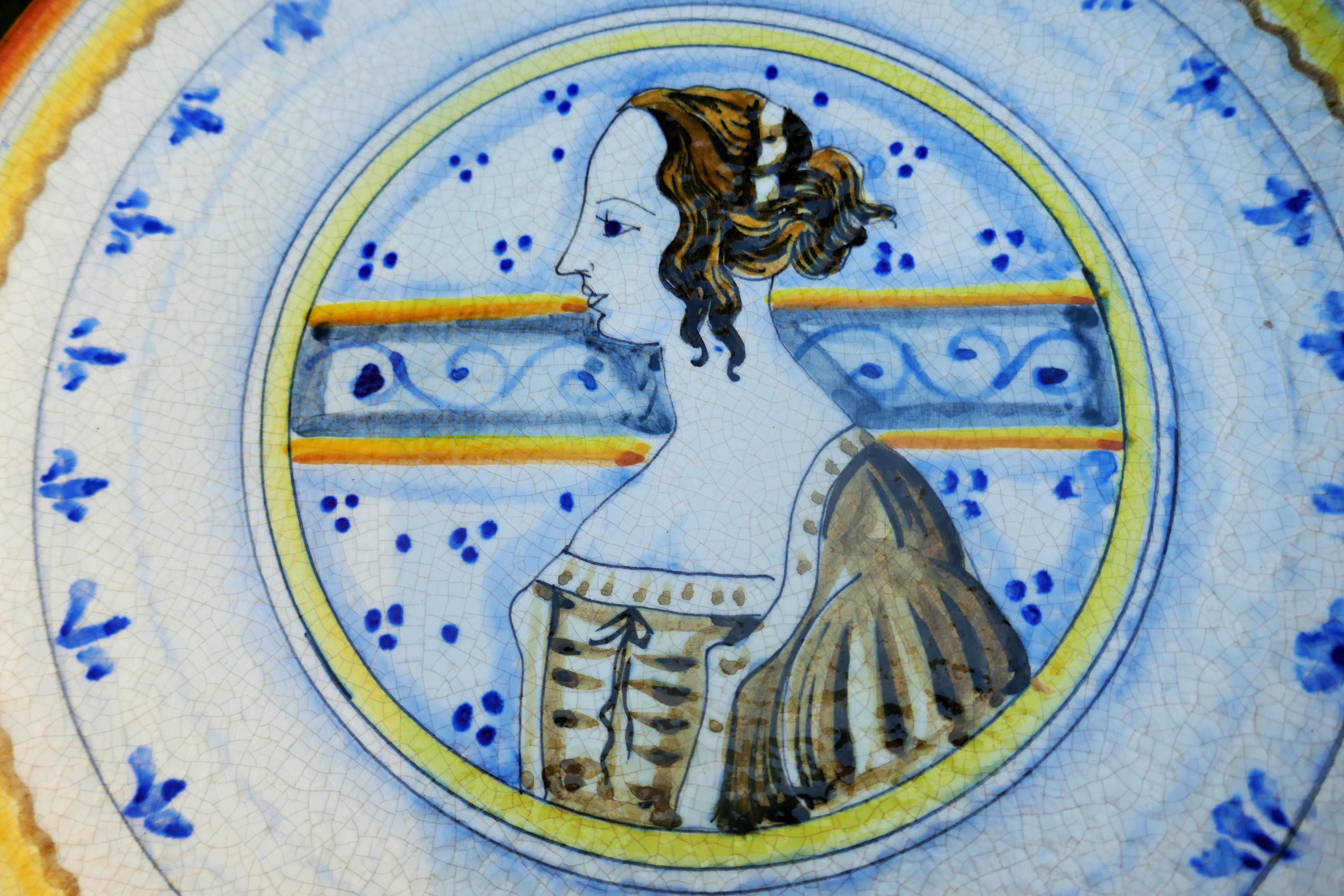 Eugenio Taccini Assiette en majolique Montelupo en vente 1