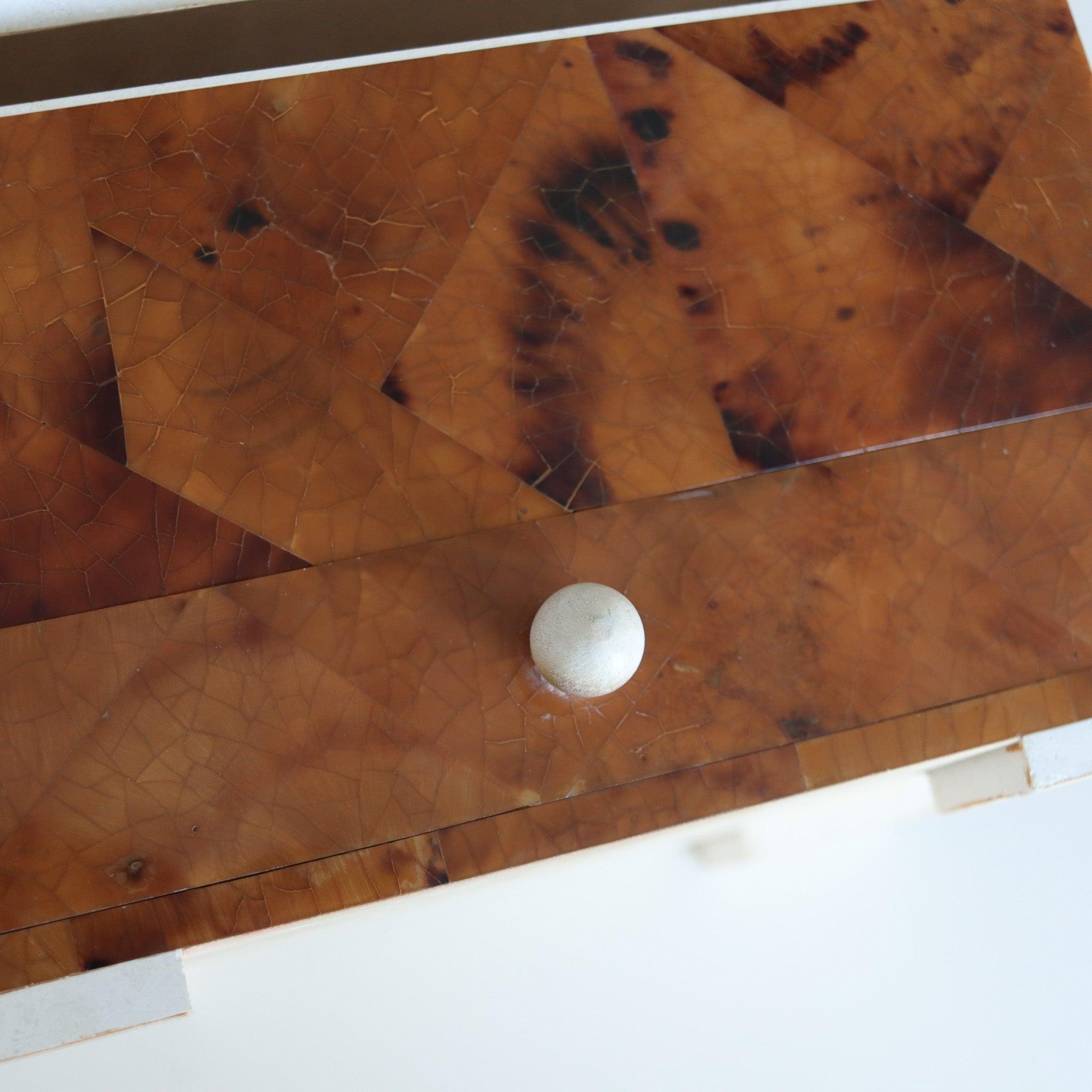 EUGENIO TAVOLA For Oggetti Coffre à bijoux Corne tessellée et Wood précieux en vente 2