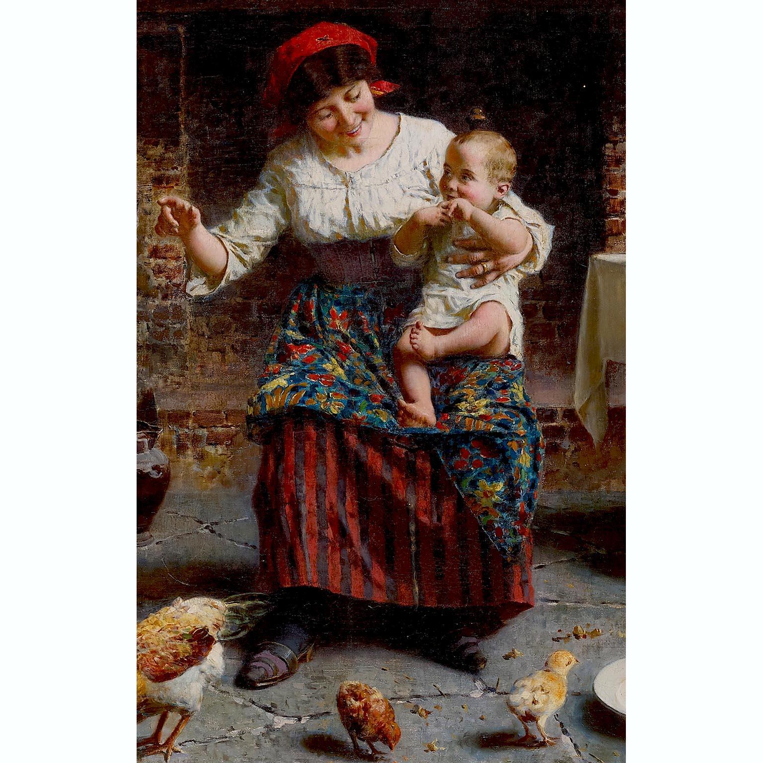 Country Eugenio Zampighi 'Italian, 1859-1944' 19th/20th C. Oil on Canvas 