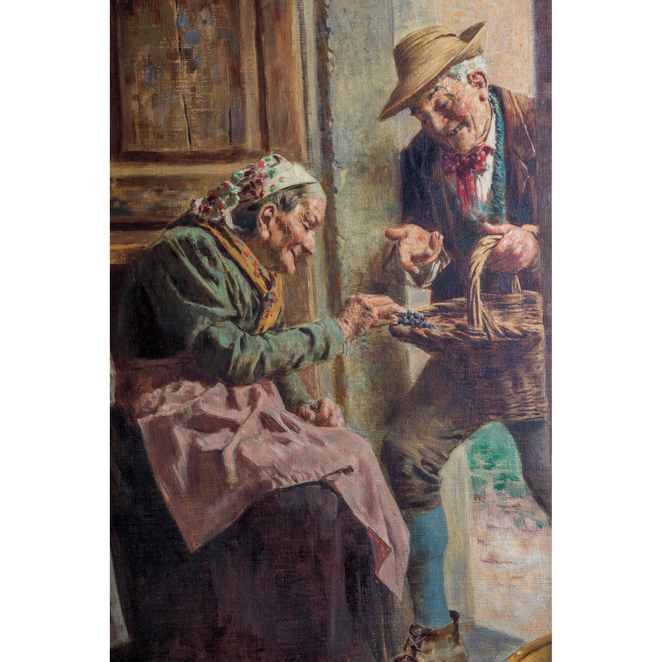 Eugenio Zampighi Pintura Familia feliz en venta 1