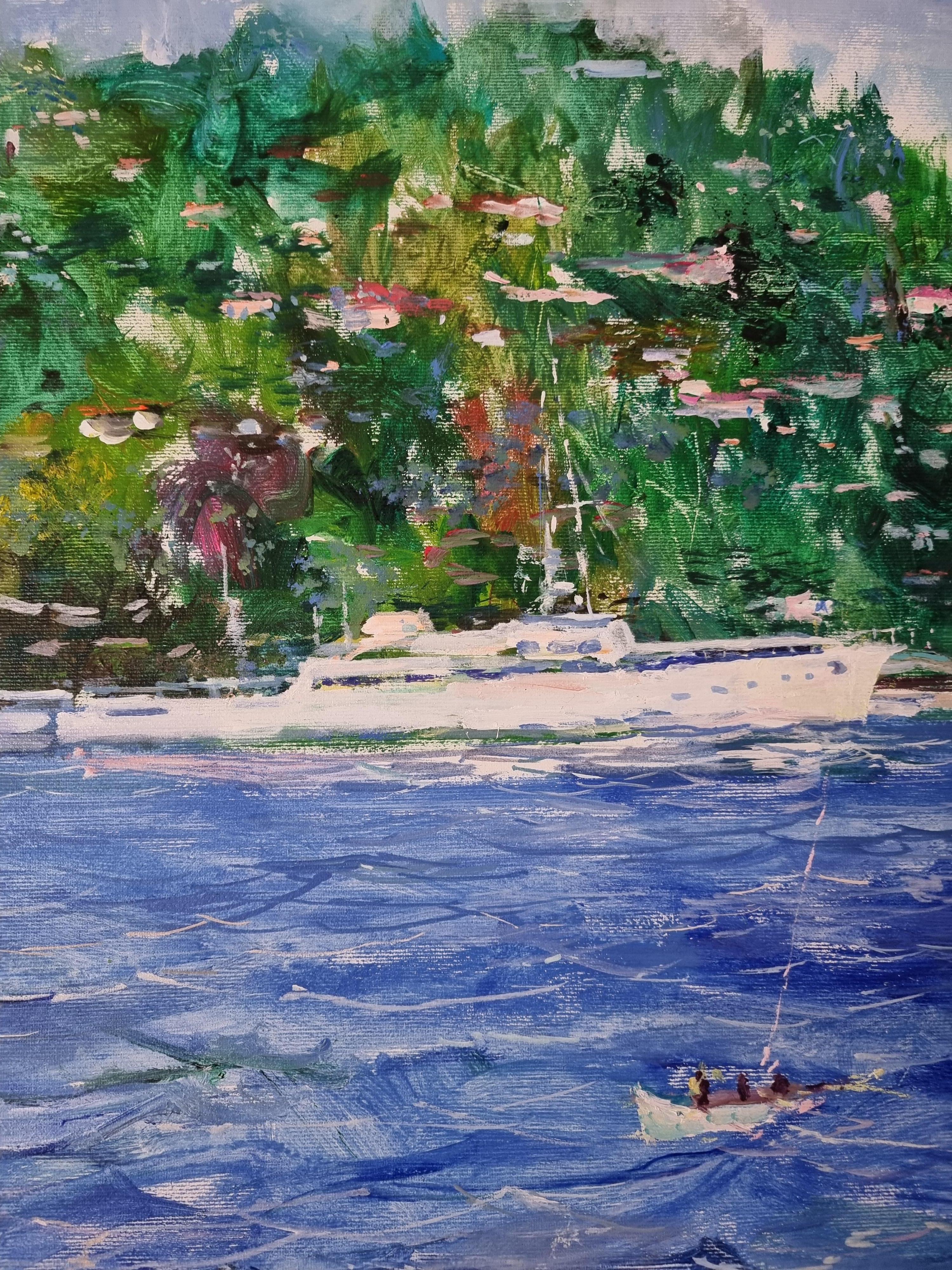  Scorpios Island Greece Christina Onassis Yacht - Landscape Painting For Sale 2