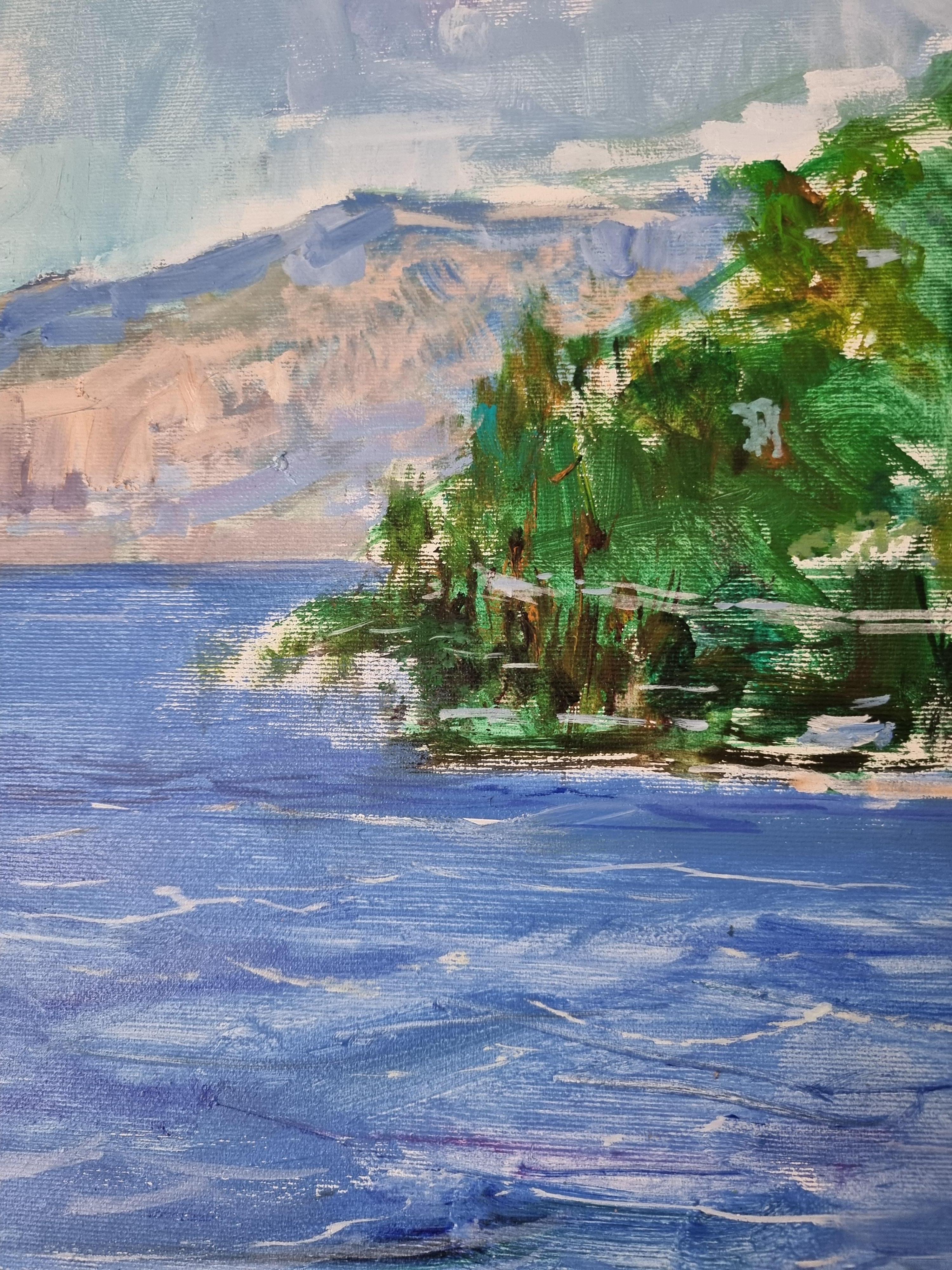  Scorpios Island Greece Christina Onassis Yacht - Landscape Painting For Sale 3