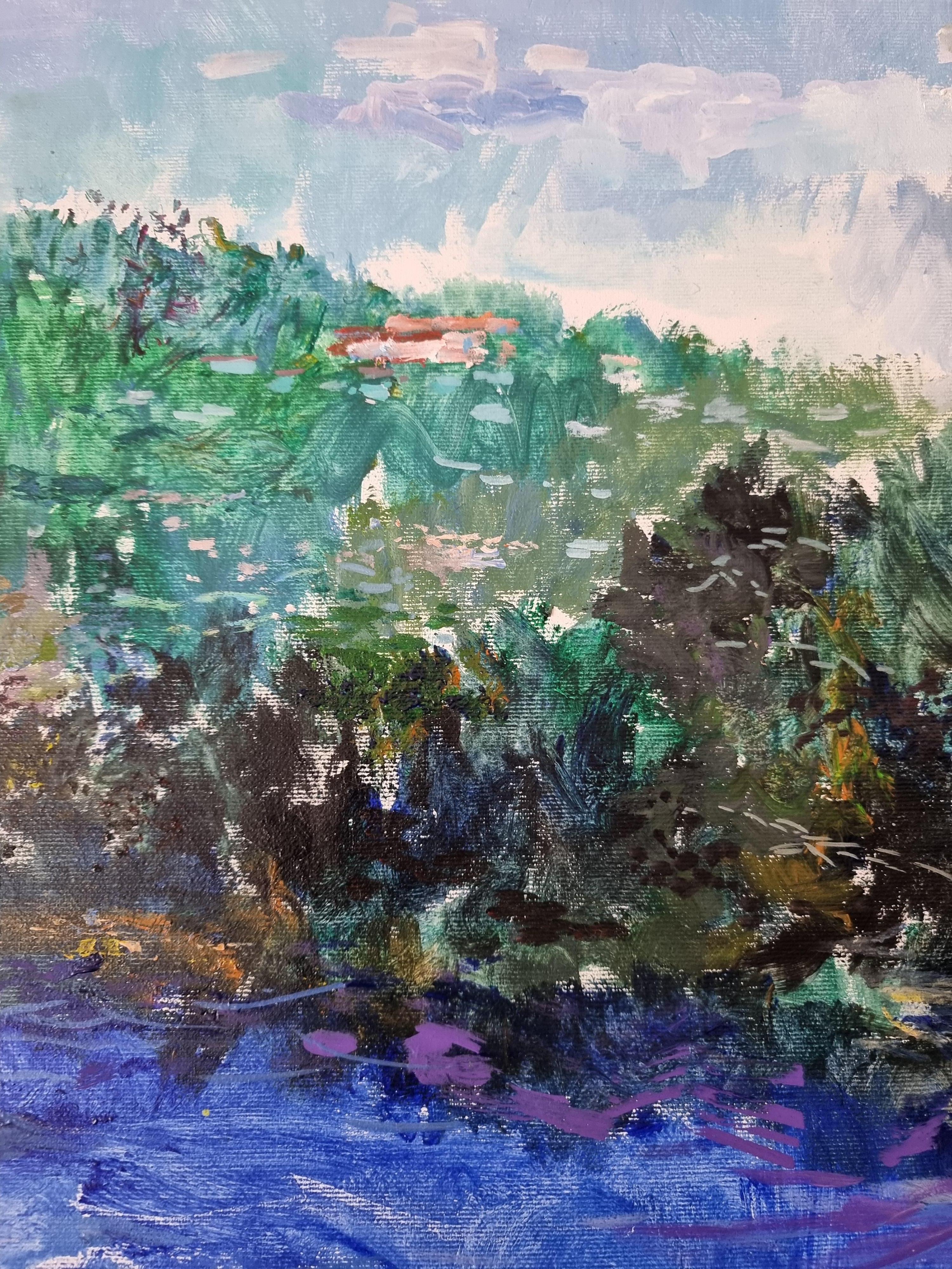 Scorpios Island Greece Christina Onassis Yacht - Landscape Painting For Sale 4