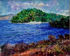 Scorpios Island Christina Onassis Yacht - Landscape Painting